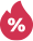 flame with percentage symbol in the middle