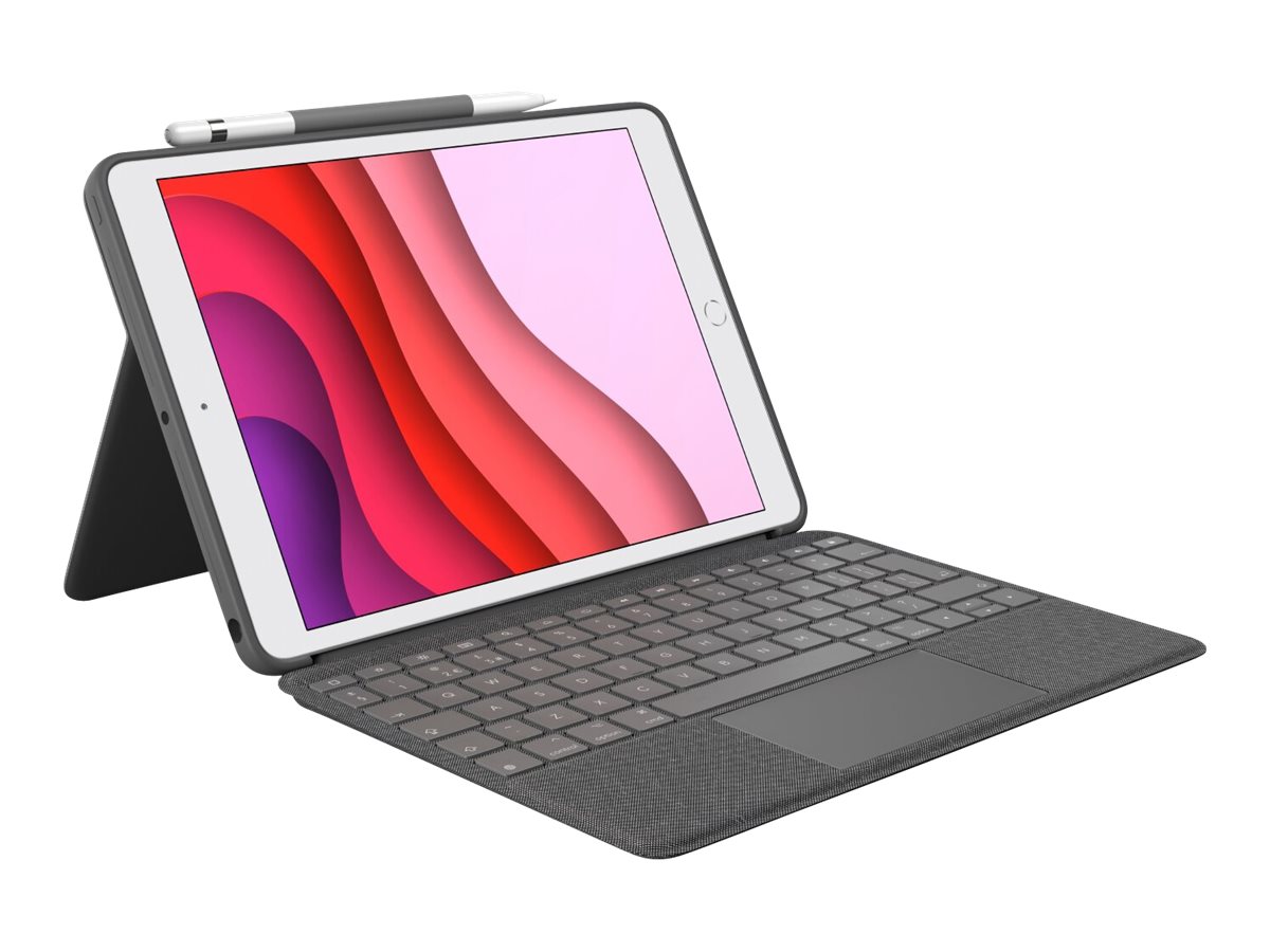 Logitech Combo Touch - Tastatur und Foliohülle - mit Trackpad - hintergrundbeleuchtet - Apple Smart connector - QWERTY - GB - Oxford Gray - für Apple 10.9-inch iPad (10. Generation)