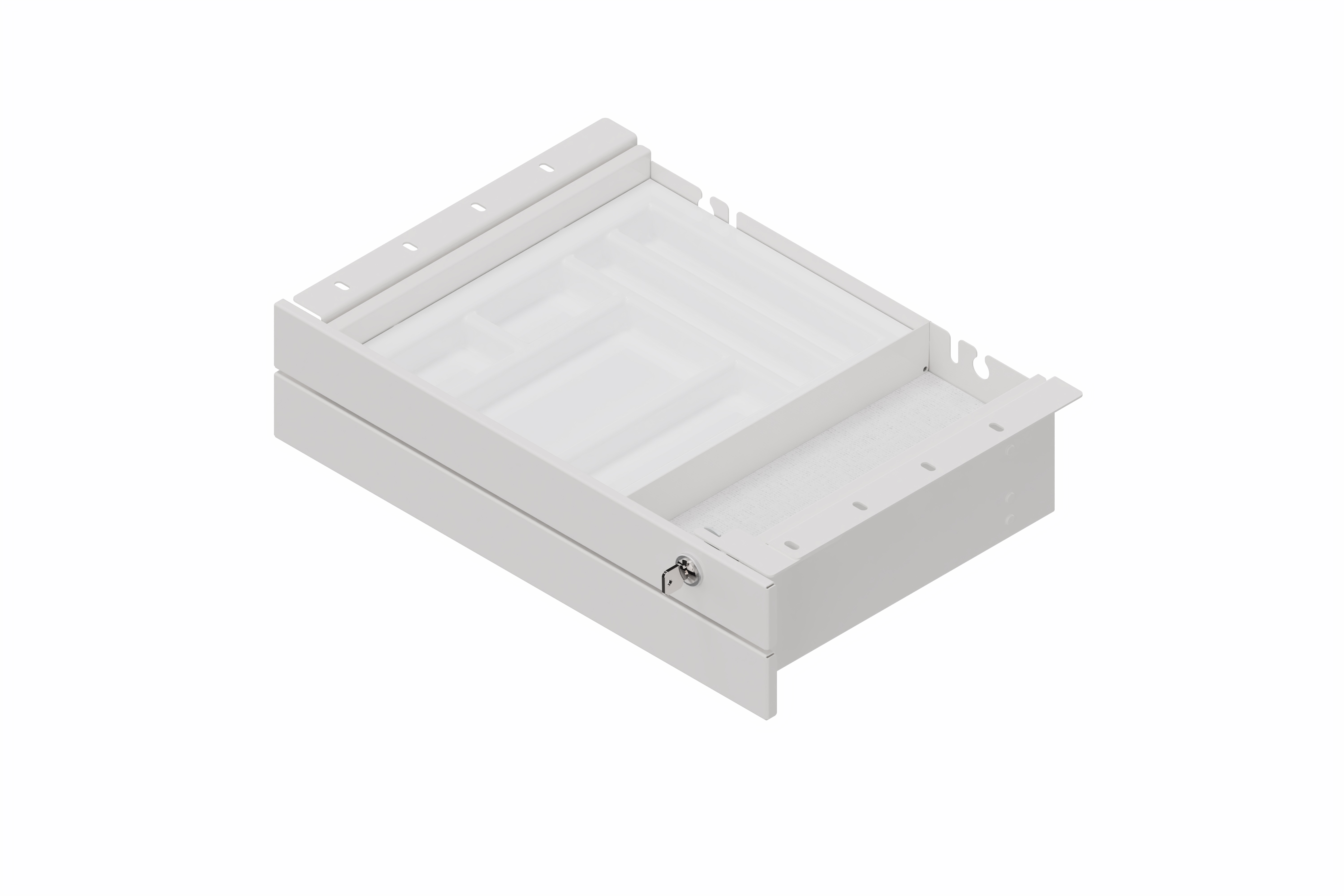 Unterbauschubladen doppel, Metall, weiß