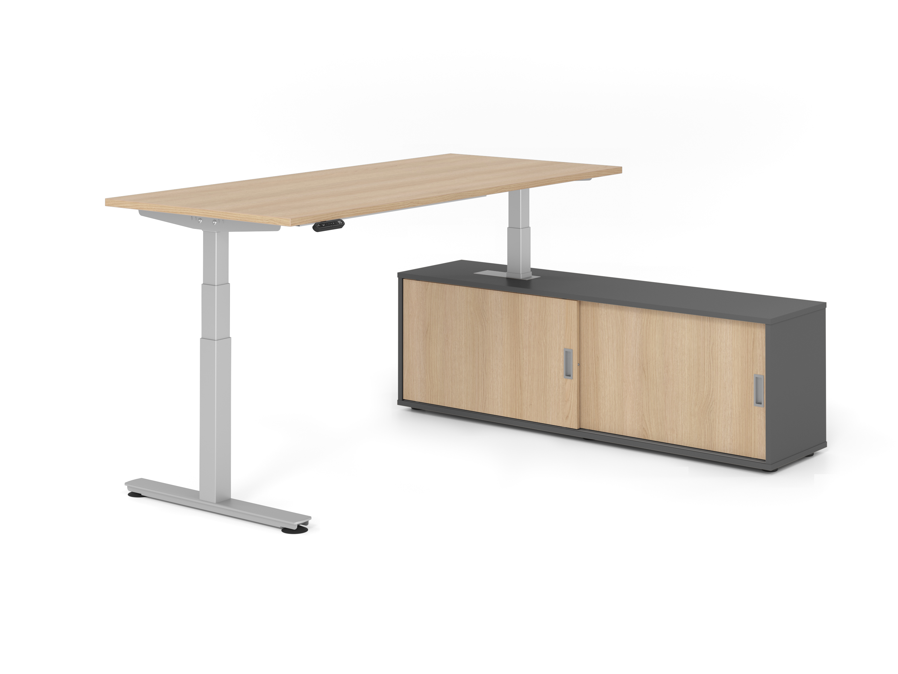 Sitz-Steh Kombi 180x80cm, Eiche/Silber