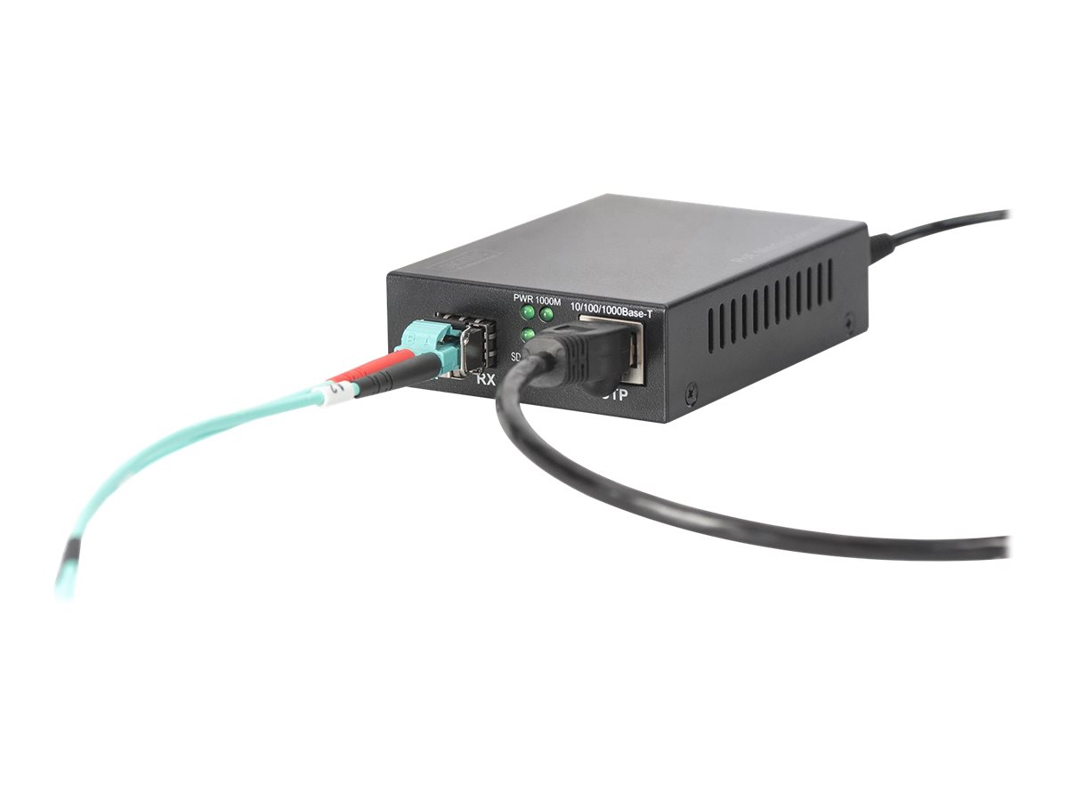 DIGITUS Gigabit PoE Medienkonverter, RJ45 / SFP, PSE