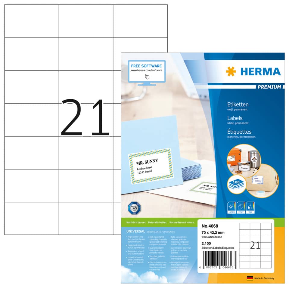 HERMA 4668 2100 Stück permanent haftend
