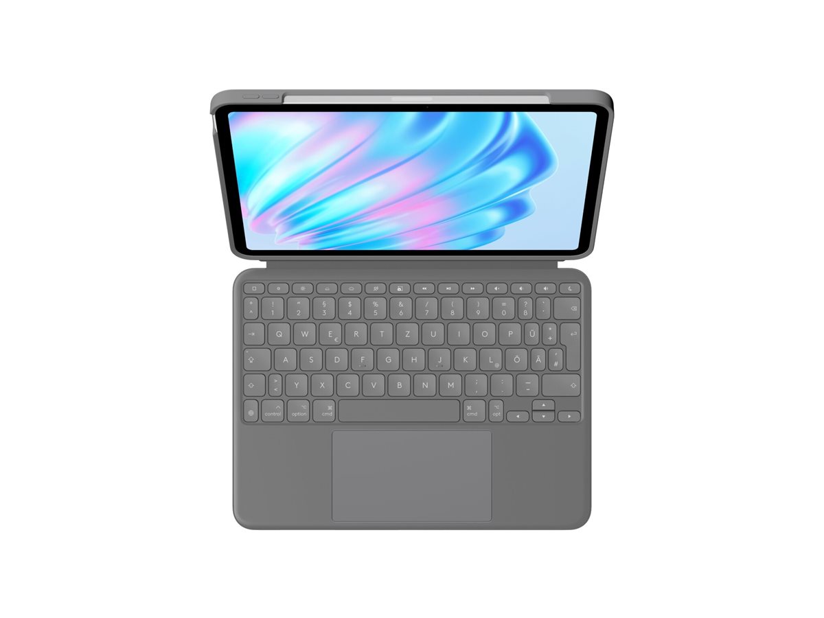 Logitech Combo Touch - Tastatur und Foliohülle - mit Trackpad - hintergrundbeleuchtet - Apple Smart connector - QWERTY - Spanisch - Oxford Gray - für Apple 11-inch iPad Air (M2, M3)