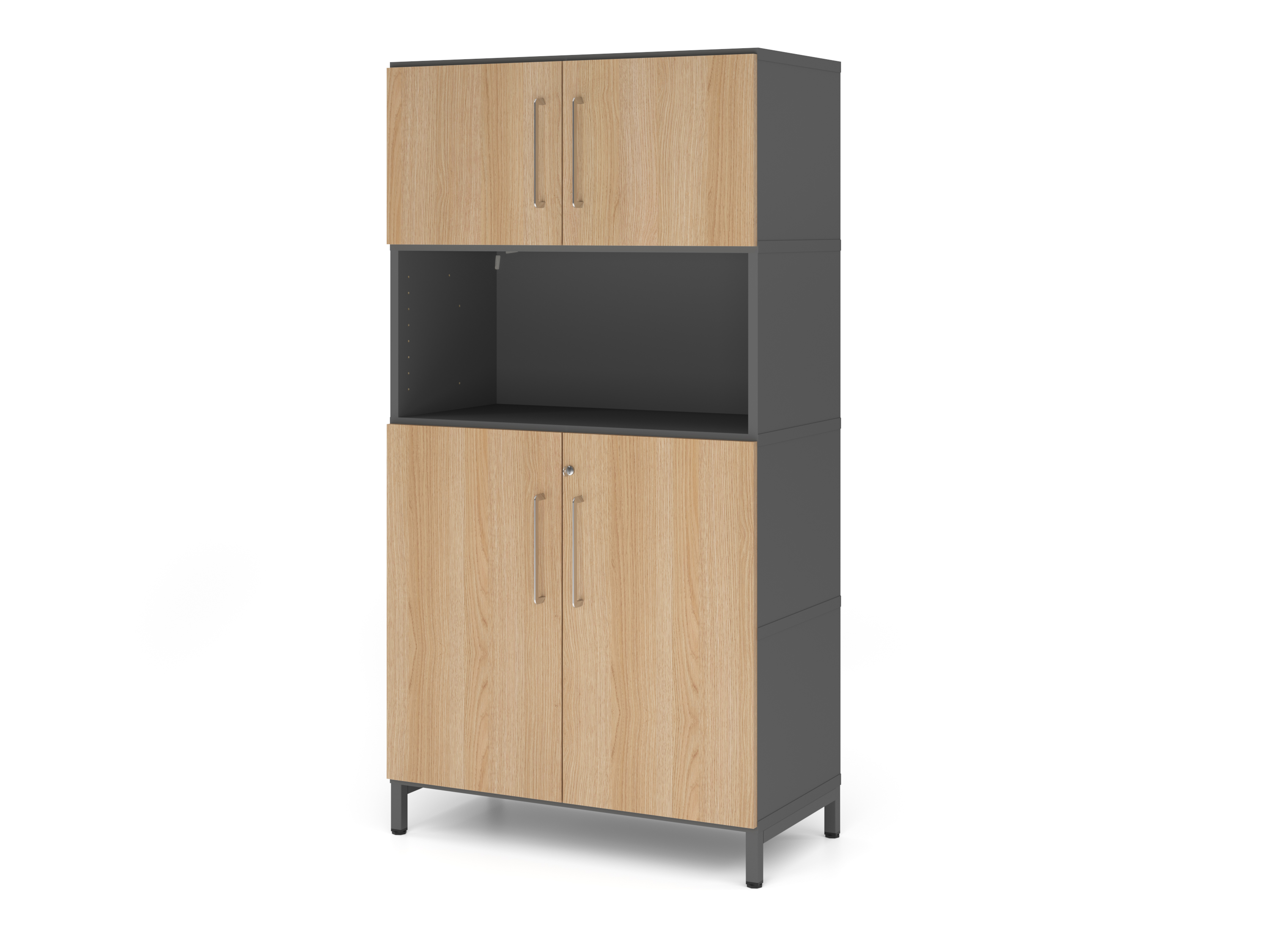 Kombischrank, 4OH, Sockel, graphit/eiche