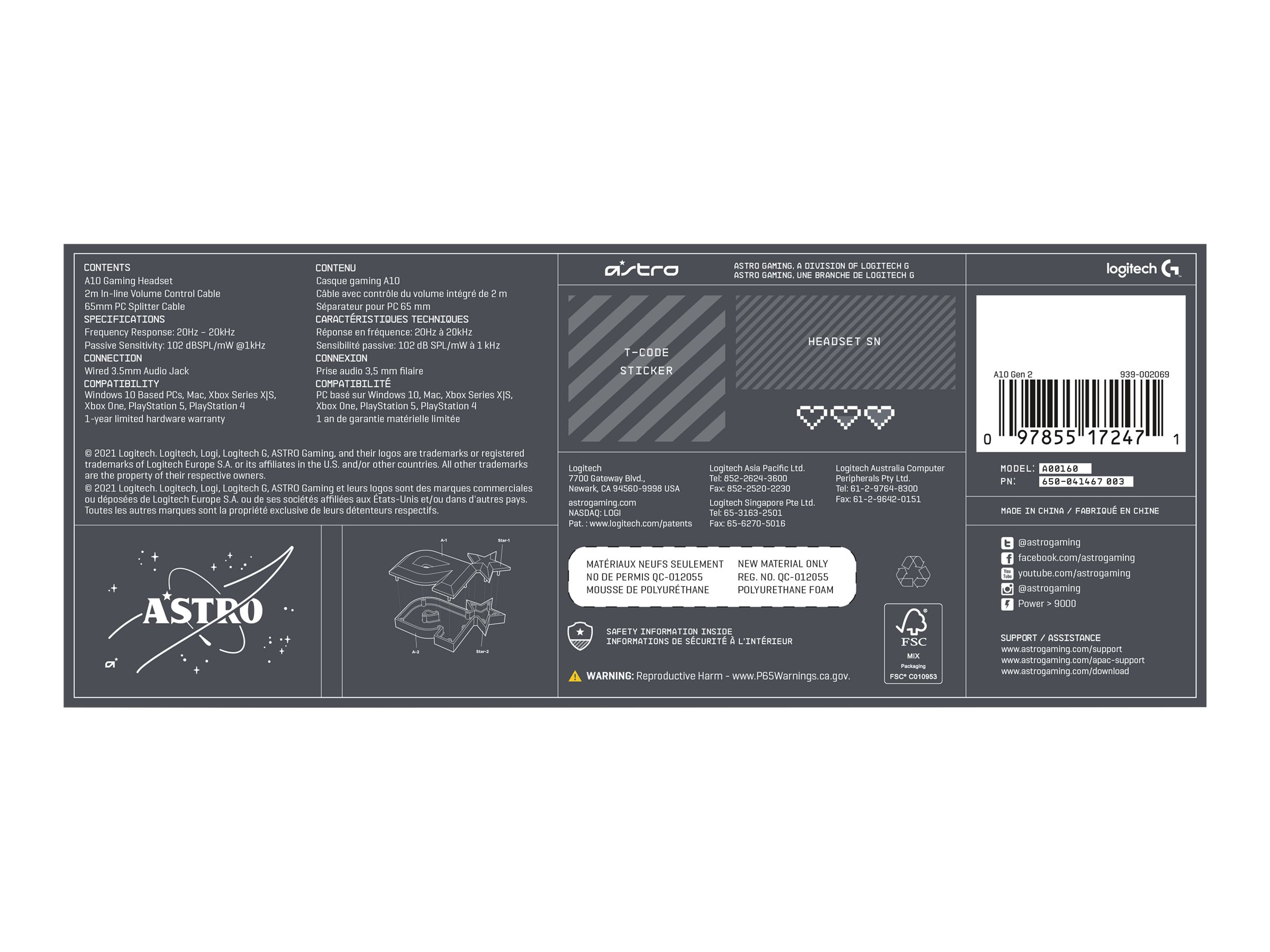 Logitech ASTRO Gaming A10 Gen 2 - Headset - ohrumschließend