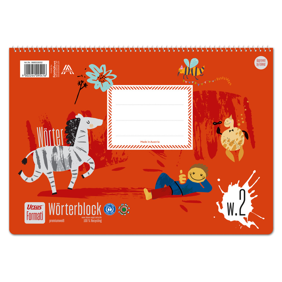 Wörterblock W.2 - A4 quer 52 Blatt 80g/qm 9/9/9+6/6/6mm liniert