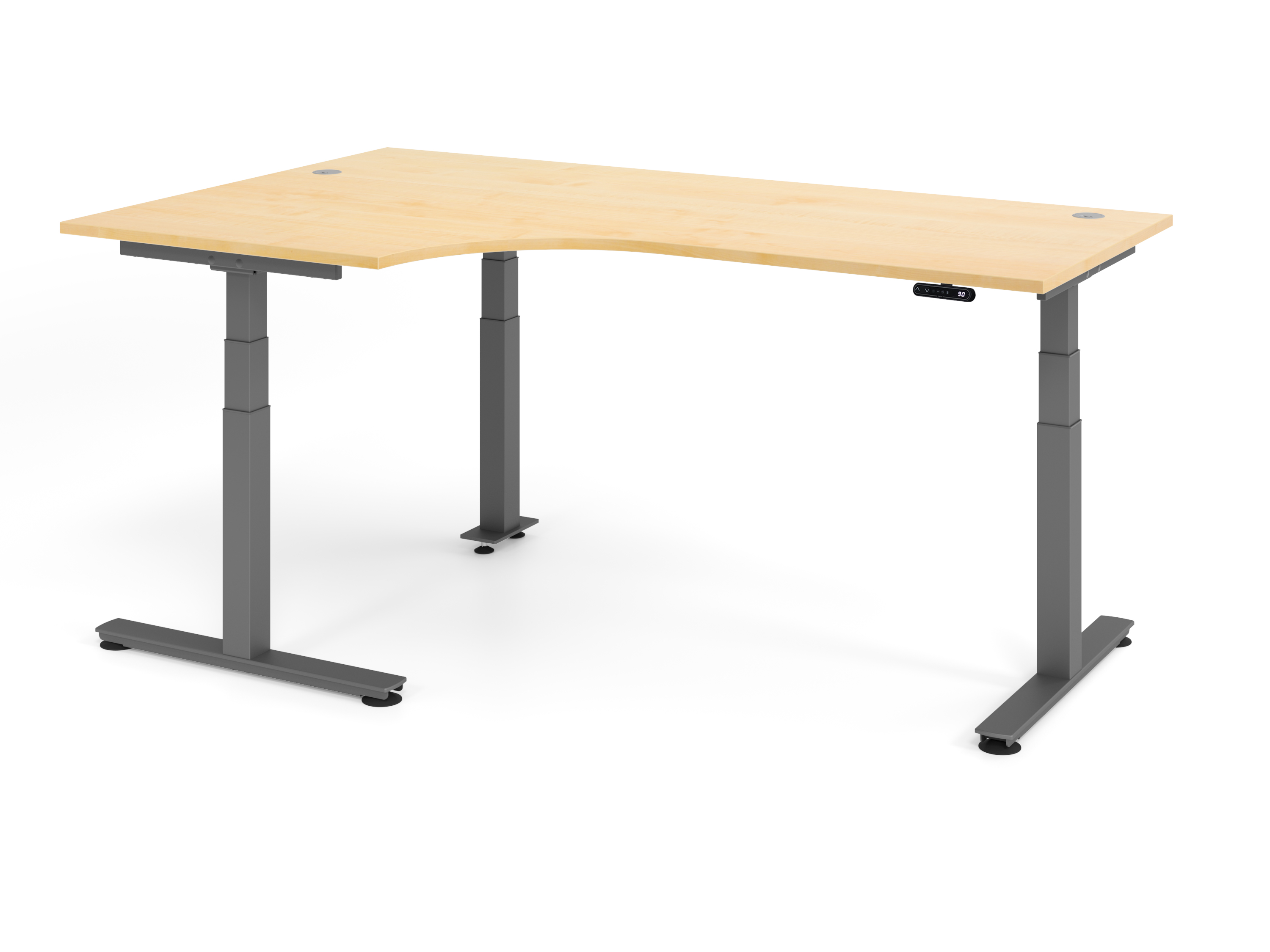 Sitz-Steh-Winkeltisch el.200x120cm 90Â° Ahorn