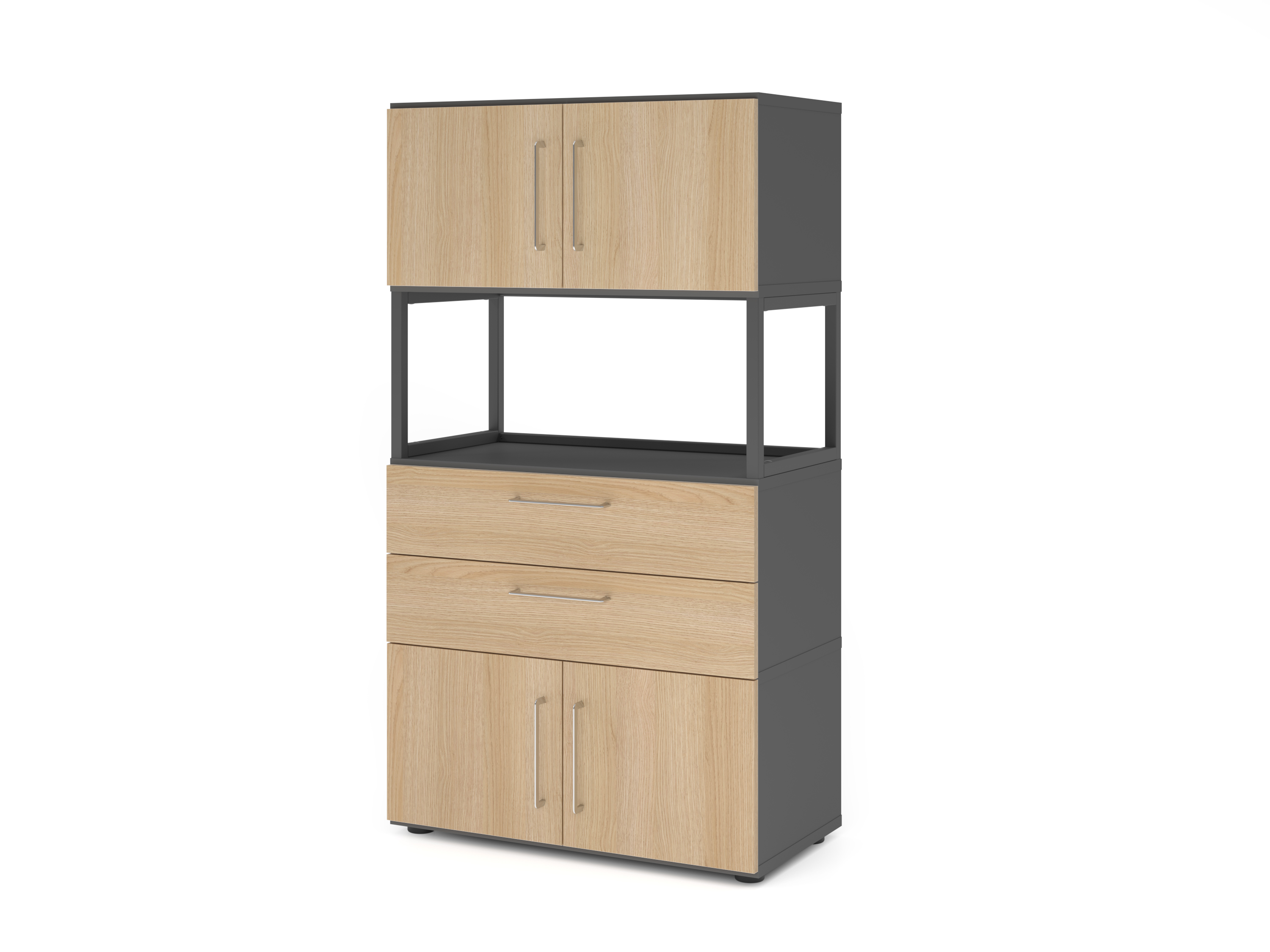 Kombischrank, 4OH, graphit/eiche