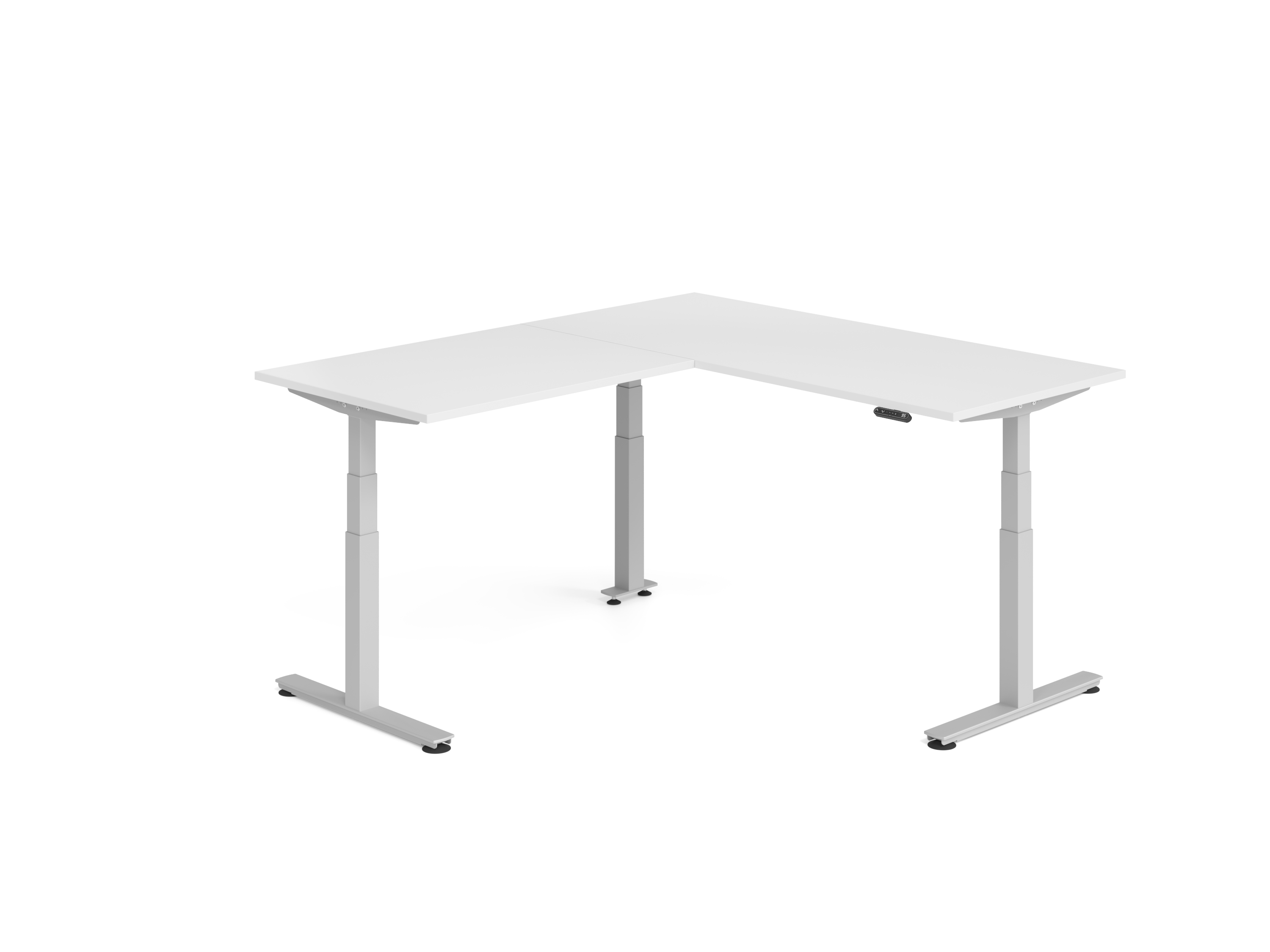 Sitz-Steh-Winkeltisch 180x200cm Weiß/Silber