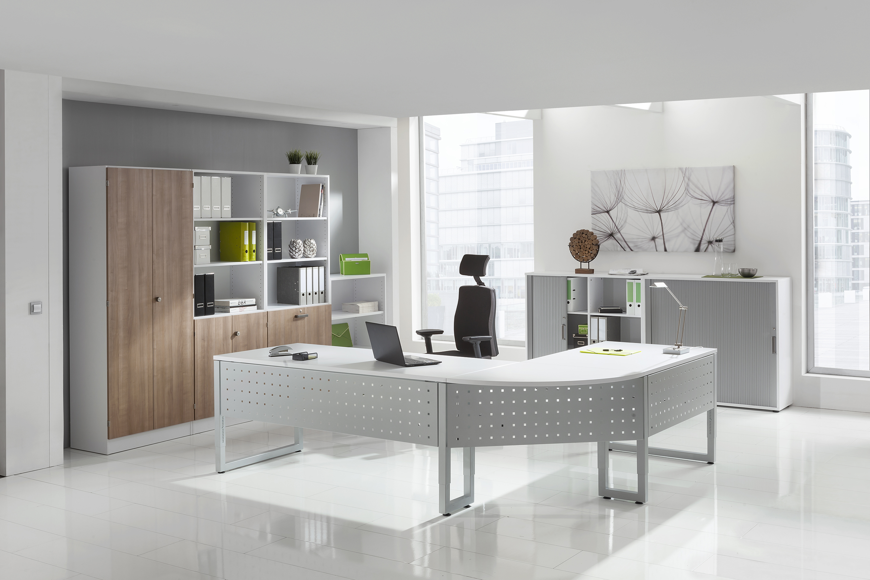 Schreibtisch O-Fuß eckig 120x80cm Eiche/Graph