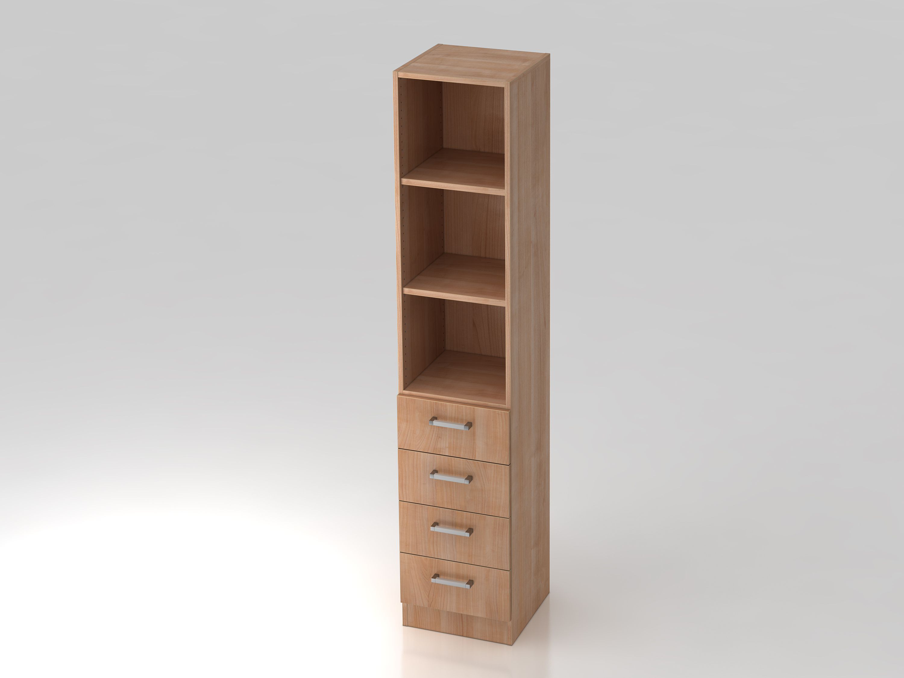 Regal 5OH, 4 Schübe,SO-Bl. CE Nussb./Nussb.