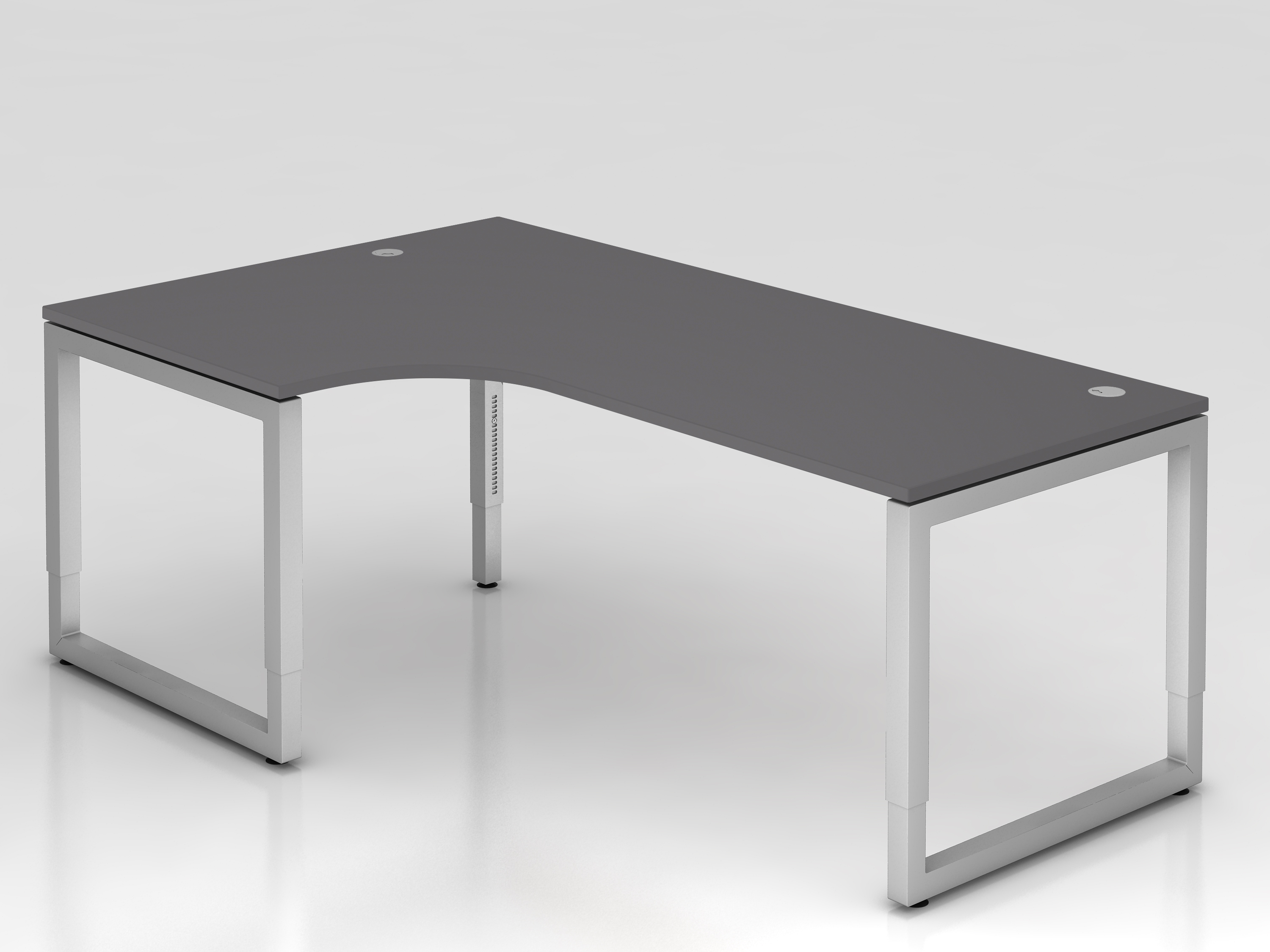 Winkeltisch O-Fuß eckig 200x120cm 90Â°Graphit