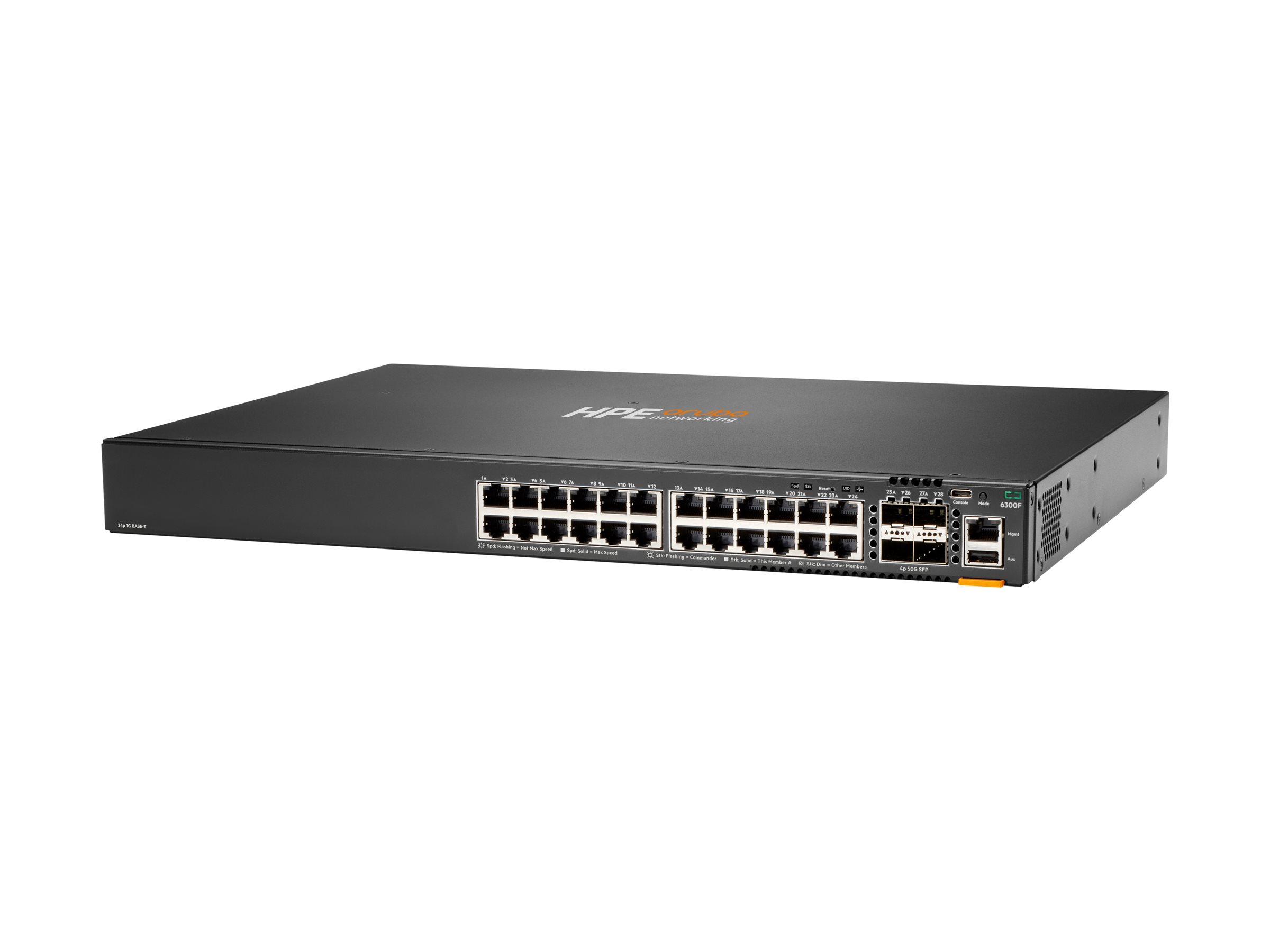 HPE Aruba 6300F - Switch - L3 - managed - 24 x 10/100/1000 + 4 x 1 Gigabit / 10 Gigabit / 25 Gigabit / 50 Gigabit SFP56 (Uplink / Stacking)
