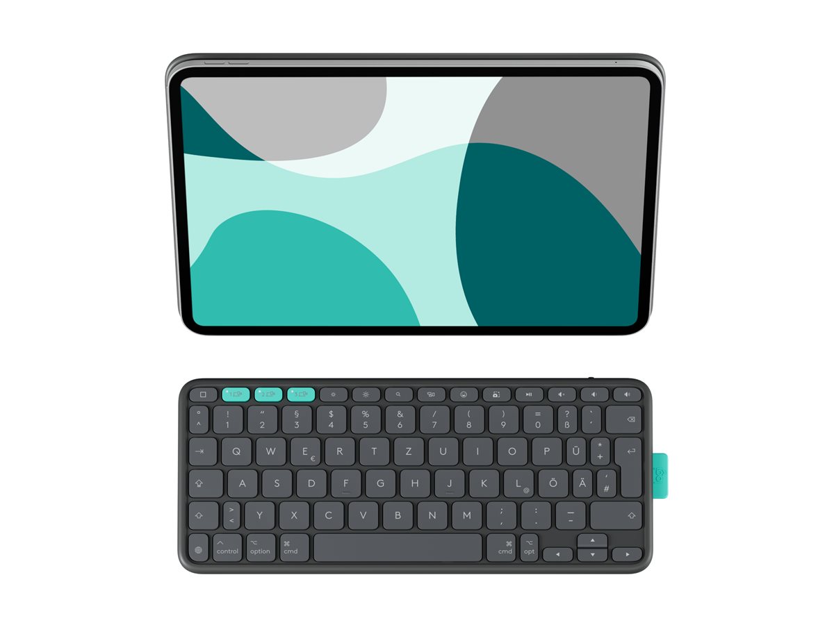 Logitech Flip Folio - Tastatur und Foliohülle - full size - kabellos - Bluetooth 5.1 LE - QWERTZ - Deutsch - Graphite - für Apple 10.9-inch iPad Air (5th generation)