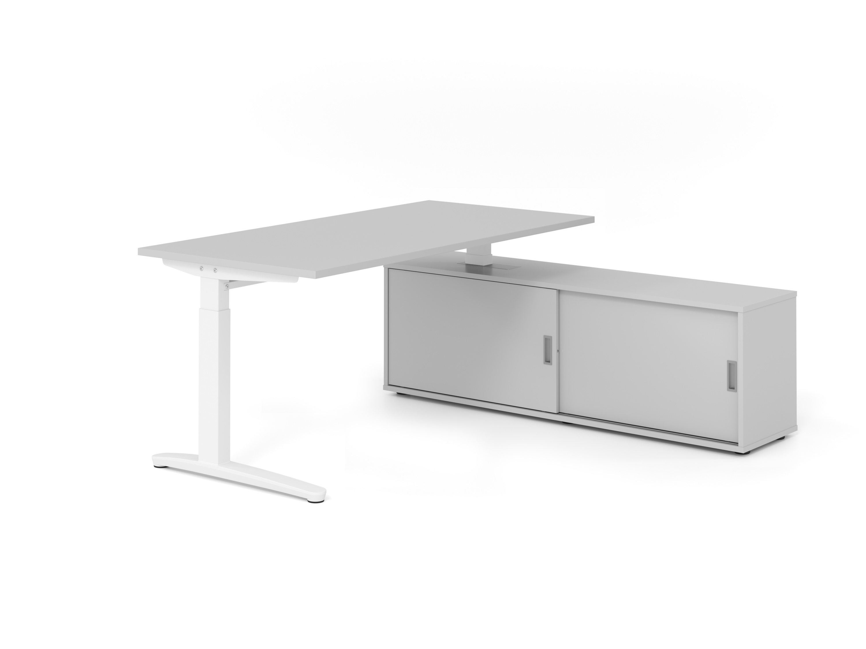 Schreibtischkombi 160x80cm, Grau/Weiß