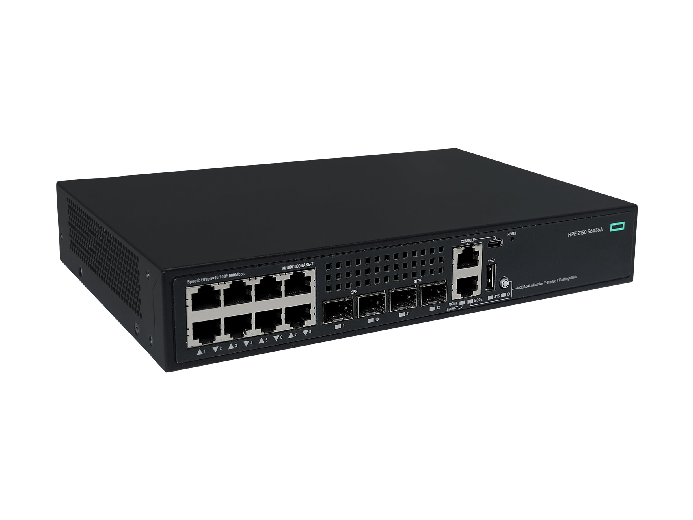 HPE Networking Comware 2150 8p 10M/100M/1G 2p SFP 1G 2p SFP+ 1G/10G - Switch - L3 - managed - 8 x 10/100/1000Base-T + 2 x 1000Base-X SFP + 2 x 1 Gigabit / 10 Gigabit SFP+ (Uplink / Stacking)