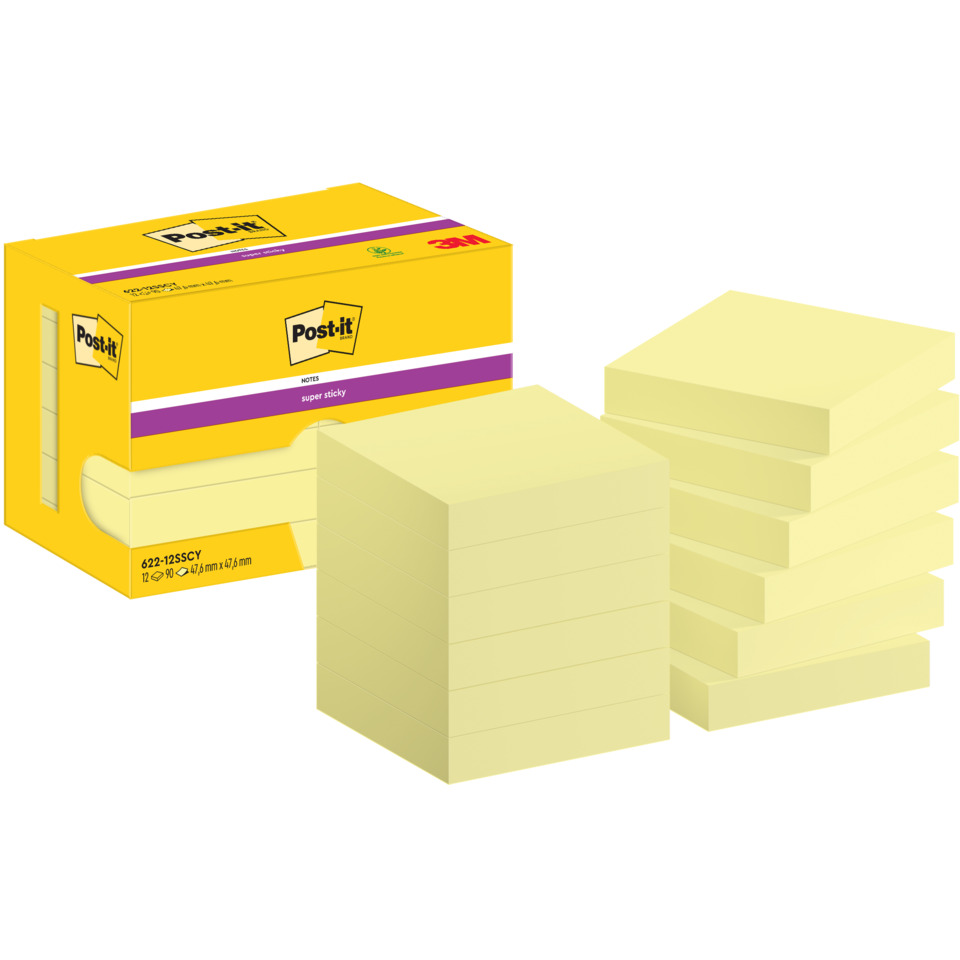 POST-IT 622-12SSCY 12Bk SuperSticky
