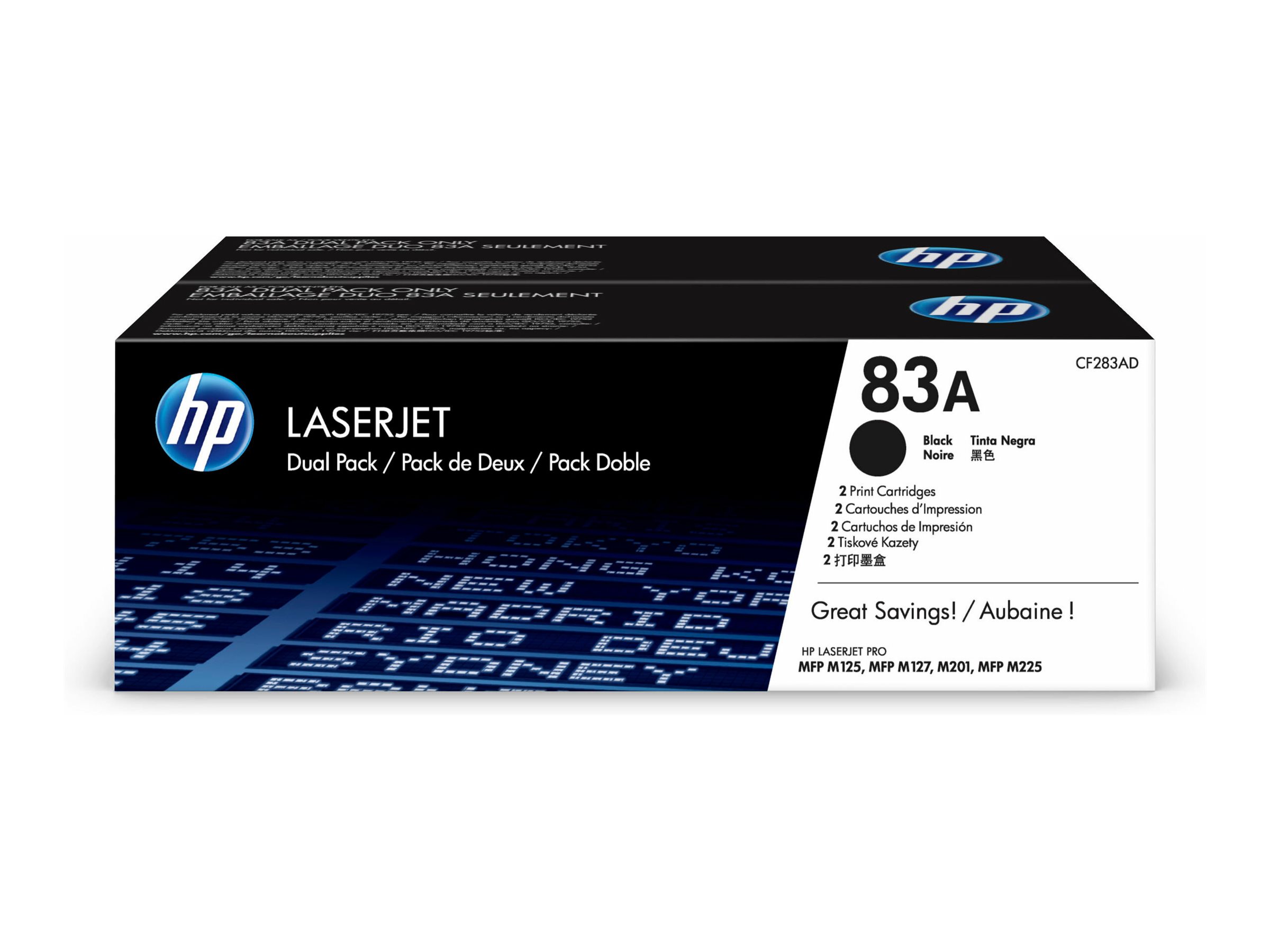 HP 83A - 2er-Pack - Schwarz - original - LaserJet - Tonerpatrone (CF283AD)