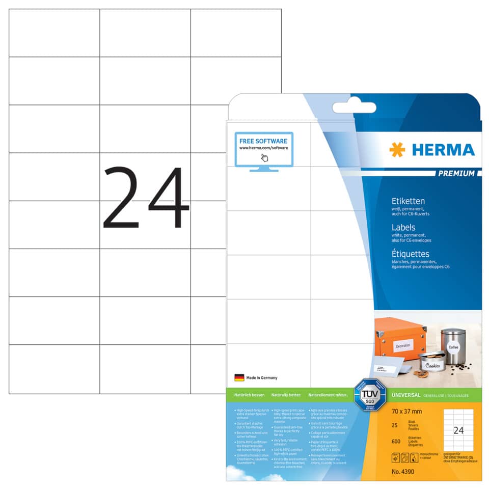 HERMA 4390  600 Stück permanent haftend