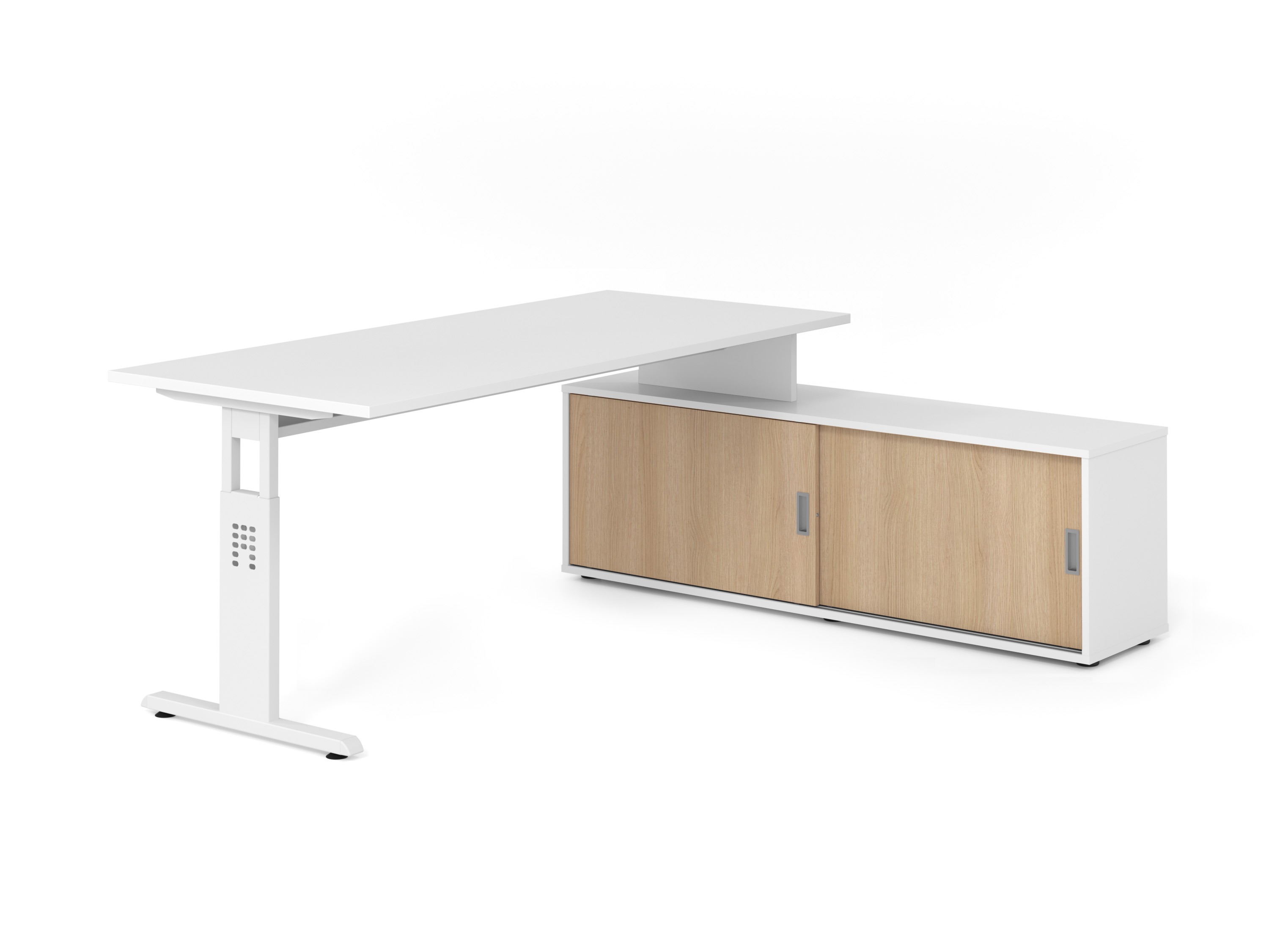 Schreibtischkombi 180x80cm, Weiß/Weiß