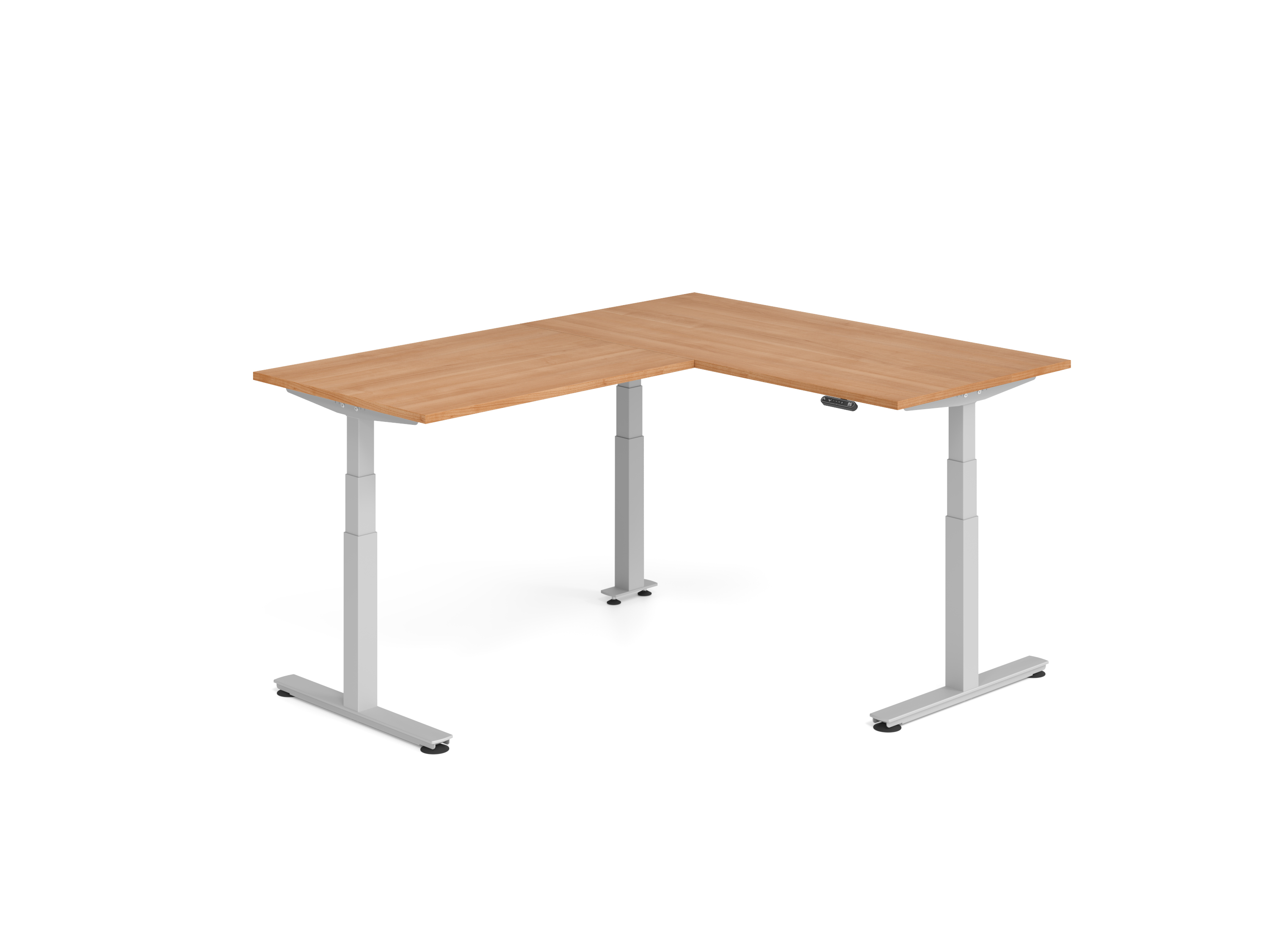 Sitz-Steh-Winkeltisch 160x200cm Nussb./Silber