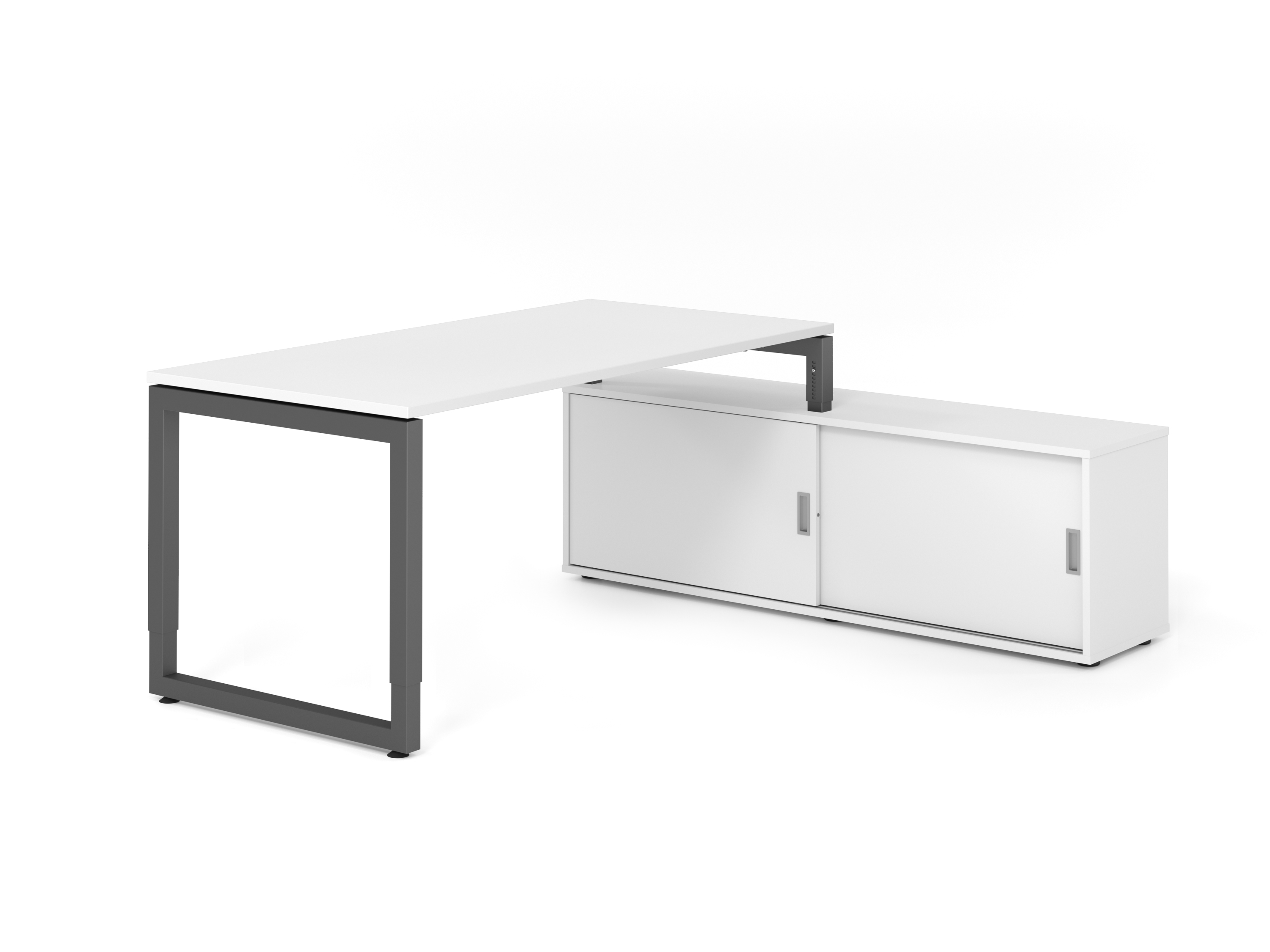 Schreibtischkombi 160x80cm, Weiß/Graphit