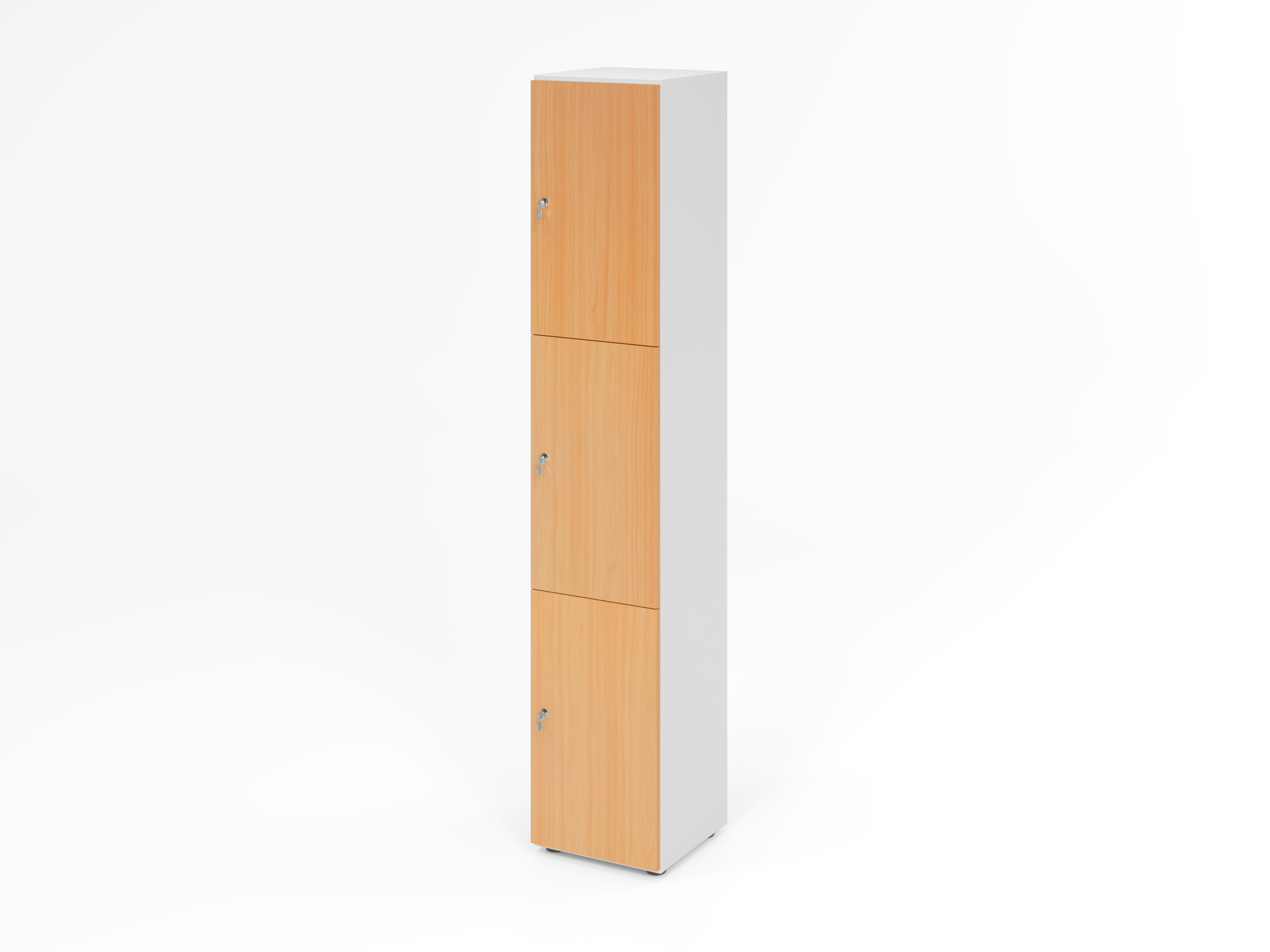 Schliessfachschrank 6OH Weiss/Buche,3xDS