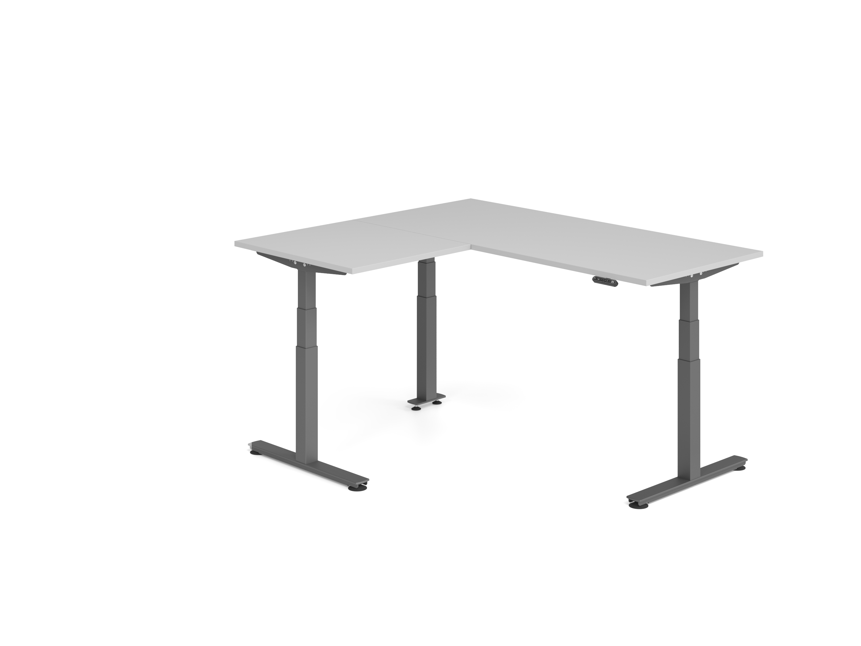Sitz-Steh-Winkeltisch 180x160cm Grau/Graphit