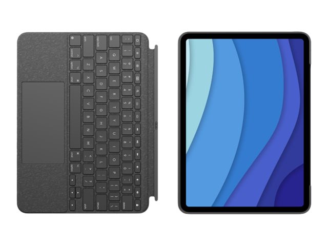 Logitech Combo Touch - Tastatur und Foliohülle - mit Trackpad - hintergrundbeleuchtet - Apple Smart connector - AZERTY - Französisch - Oxford Gray - für Apple 12.9-inch iPad Pro (5. Generation)