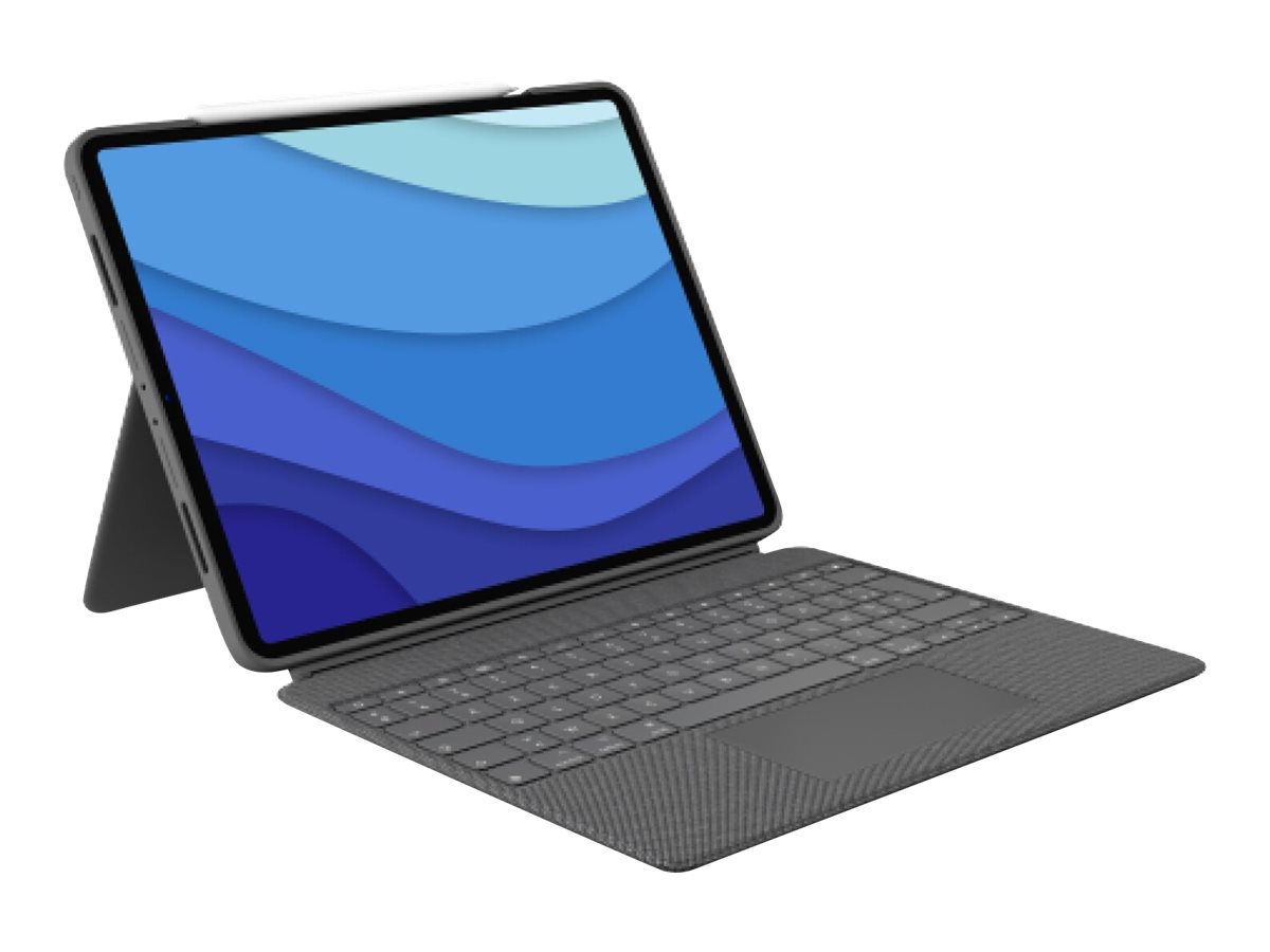 Logitech Combo Touch - Tastatur und Foliohülle - mit Trackpad - hintergrundbeleuchtet - Apple Smart connector - AZERTY - Französisch - Oxford Gray - für Apple 12.9-inch iPad Pro (5. Generation)