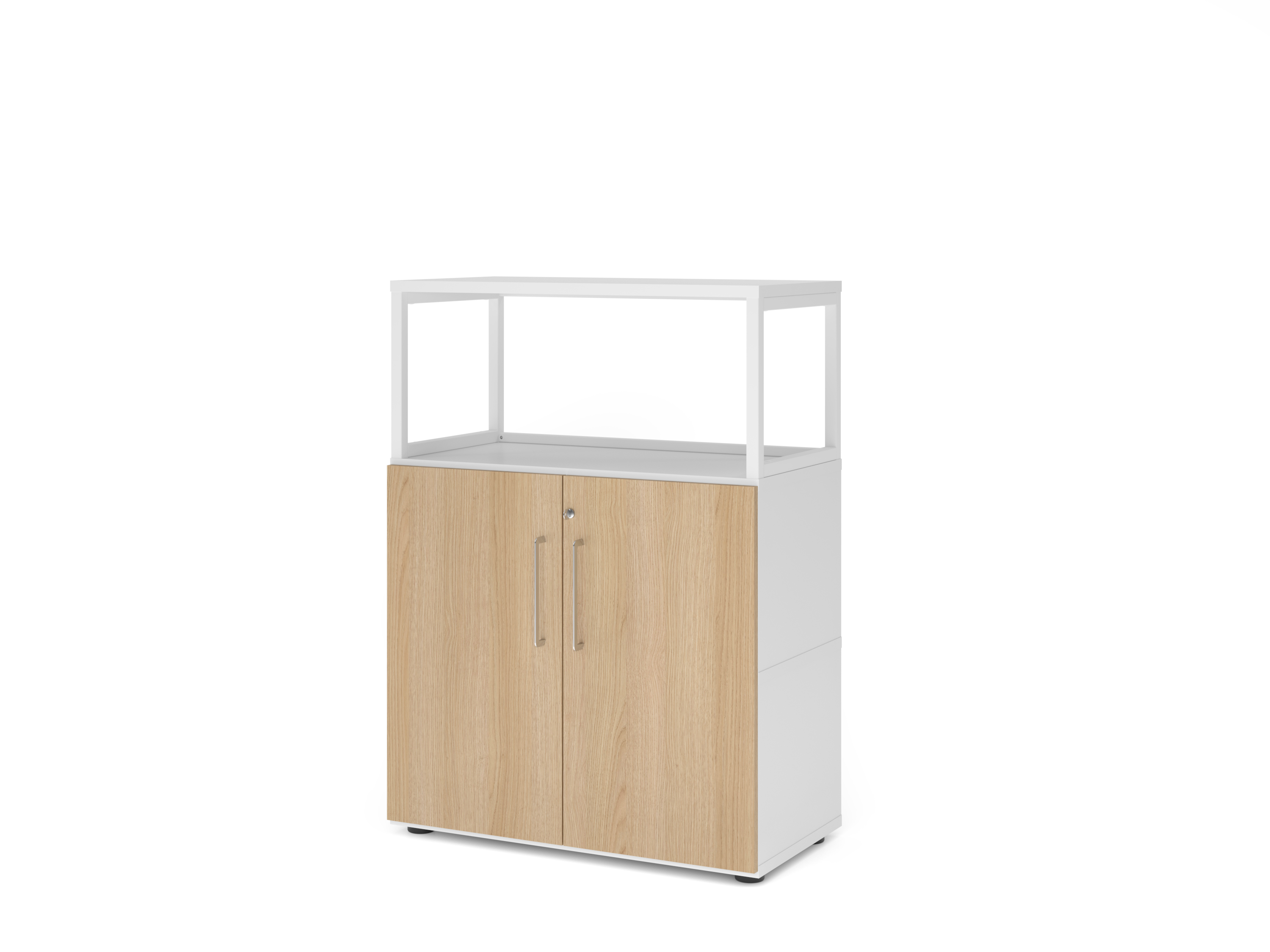 Regal/Türen, 3OH, weiß/eiche