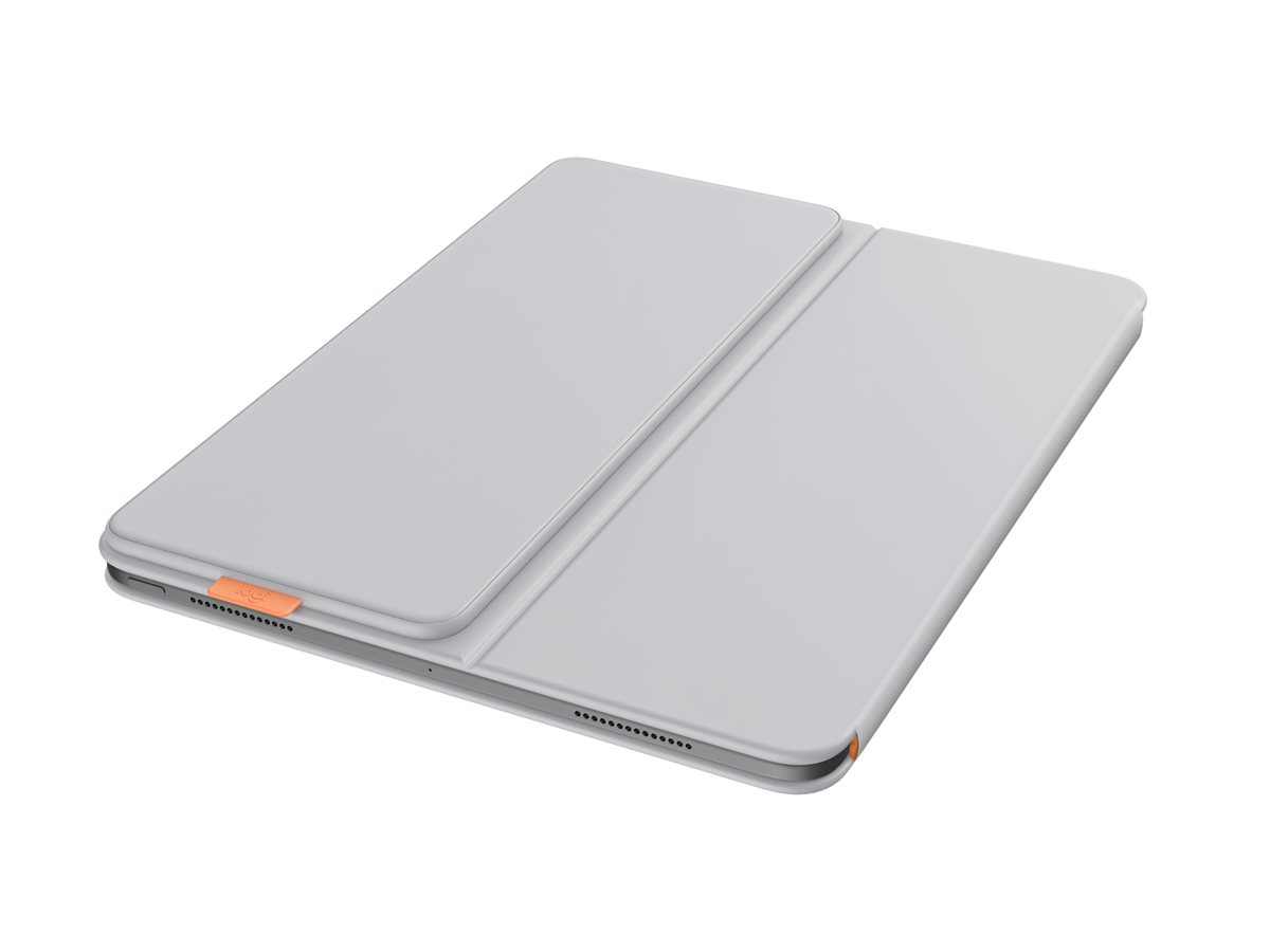 Logitech Flip Folio - Tastatur und Foliohülle - full size - kabellos - Bluetooth 5.1 LE - QWERTZ - Deutsch - Pale Gray - für Apple 13-inch iPad Air (M2, M3)