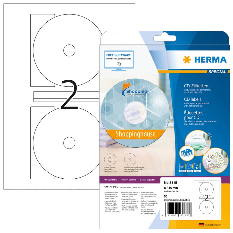 HERMA 5115 50 Stück CD maxi