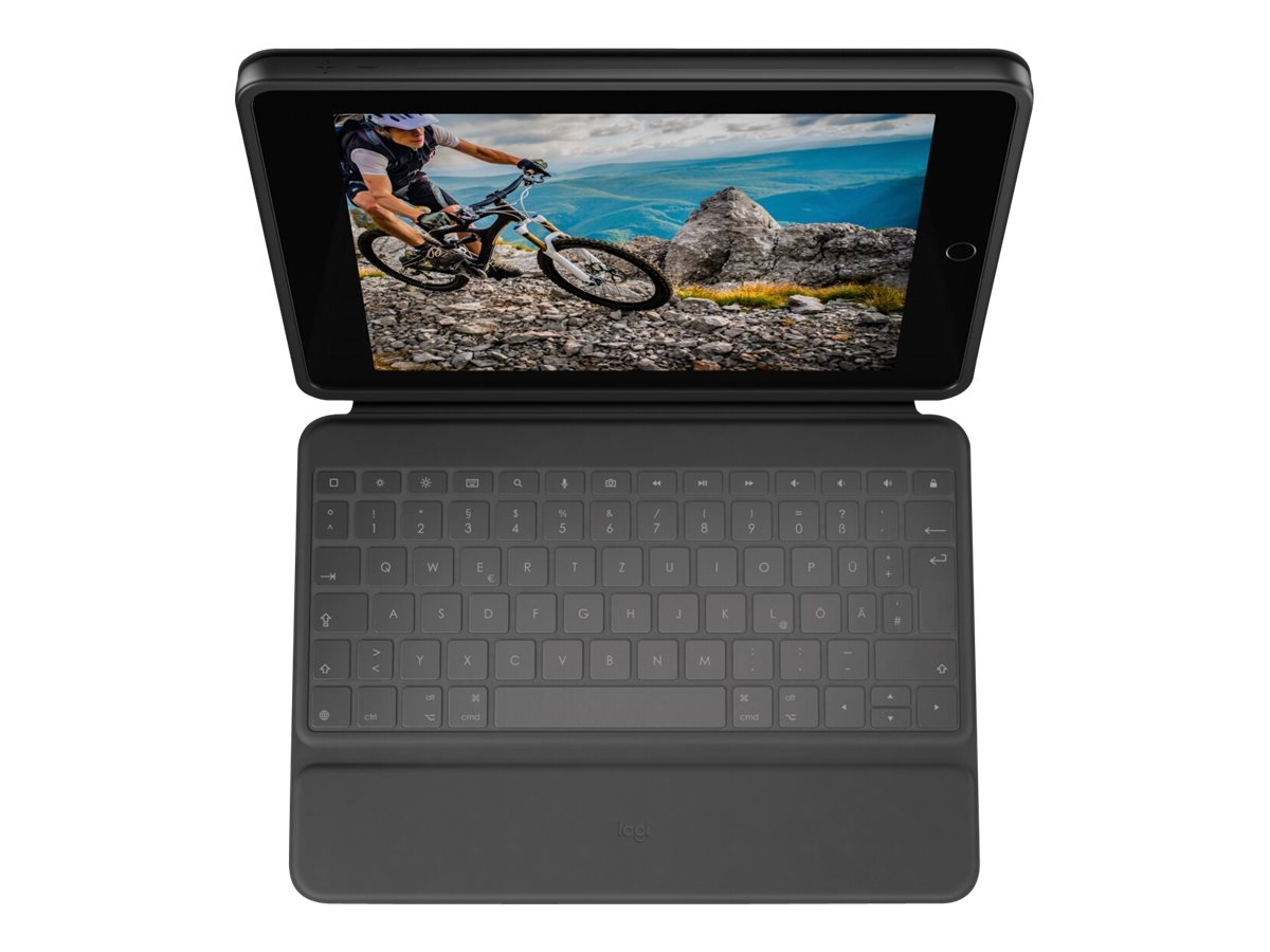 Logitech Rugged Folio - Tastatur und Foliohülle - Apple Smart connector - QWERTZ - Deutsch - für Apple 10.2-inch iPad (7. Generation, 8. Generation, 9. Generation)