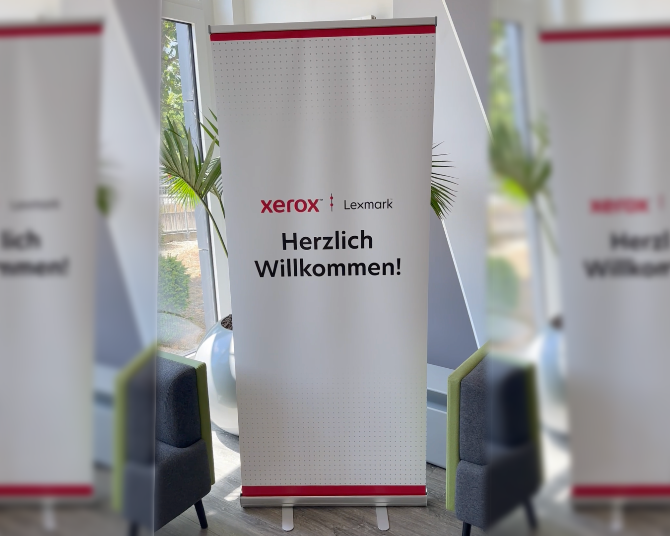 Willkommensbanner beim Xerox-Partnervent in Neu-Isenburg — COLLAS war dabei und hat die neue Produktlinie als eines der ersten Partnerunternehmen besichtigt