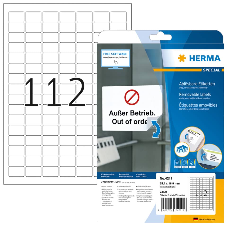 HERMA 4211 2800 St. ablösbar