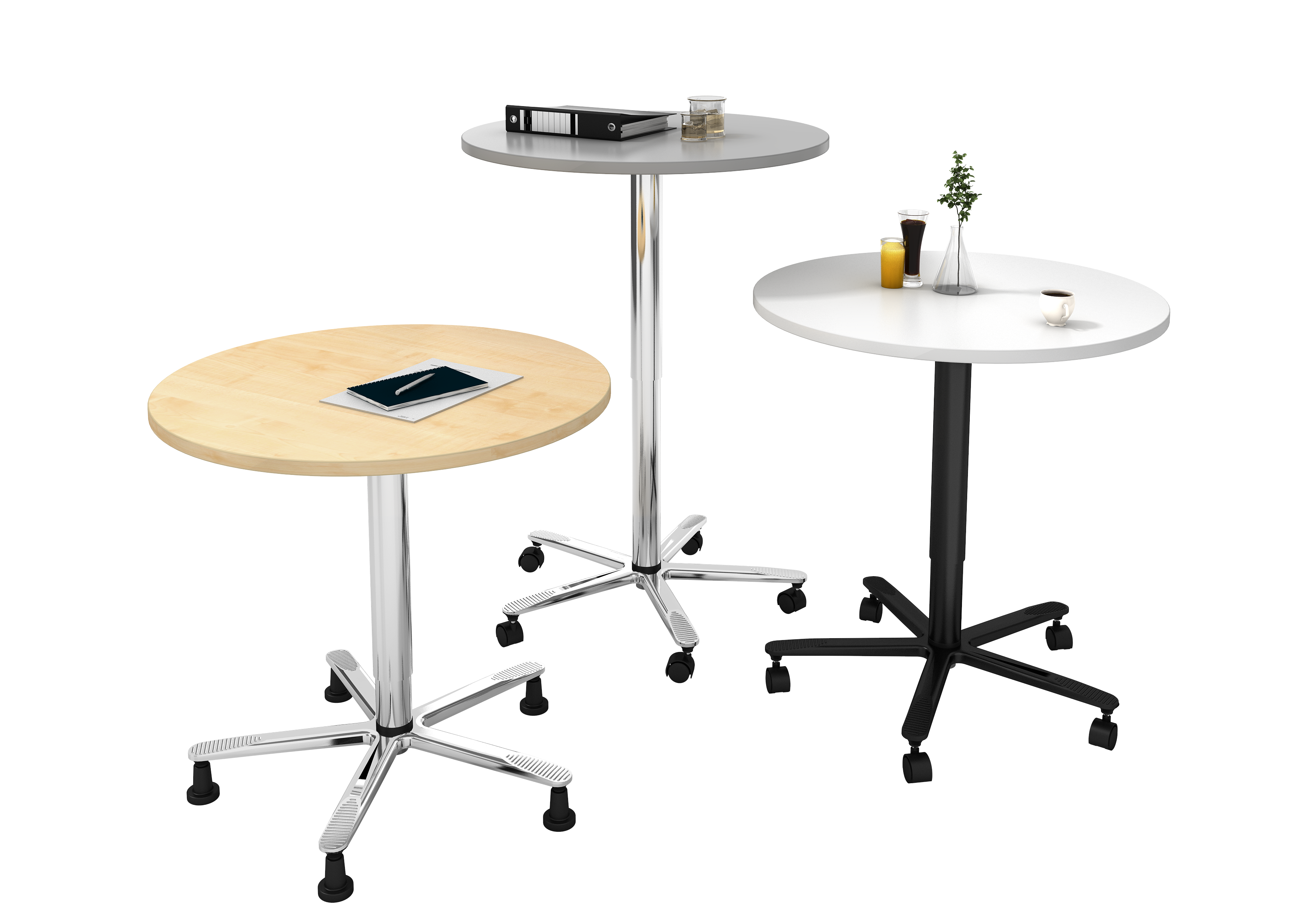 Säulenhubtisch 80cm rund Nussb./Schwarz