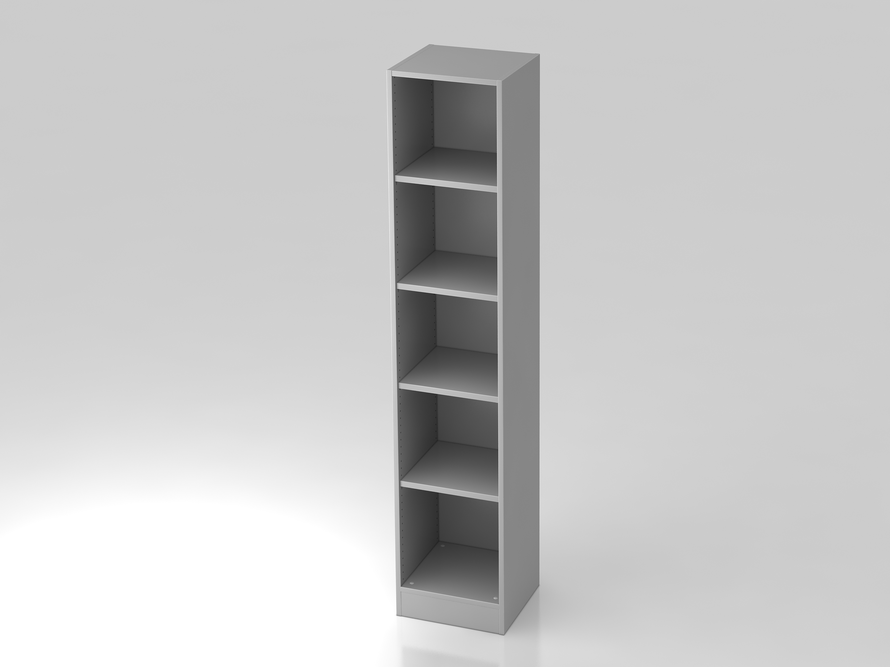 Regal schmal 5OH mit Sockelblende Grau