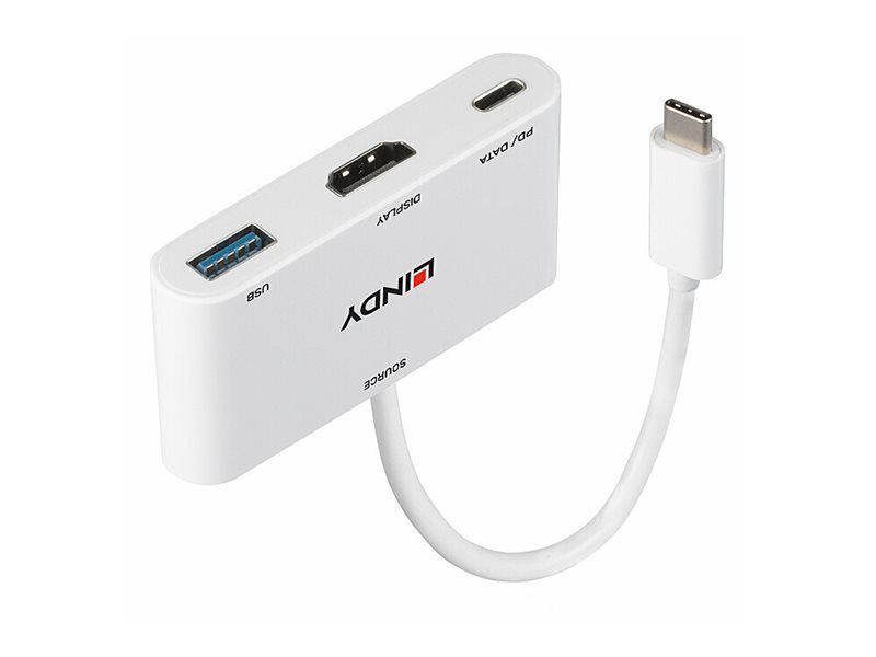 Lindy Videoadapter - 24 pin USB-C männlich zu HDMI, USB Typ A, USB-C (nur Spannung)