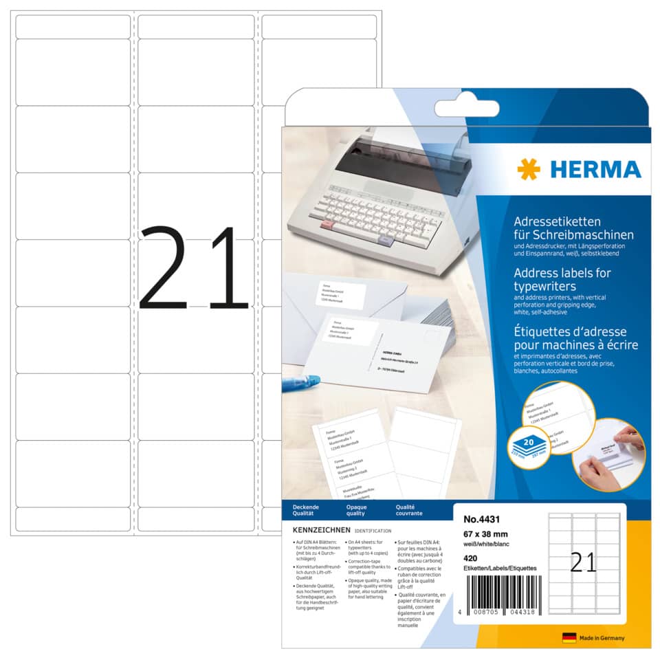 HERMA 4431 permanent haftend