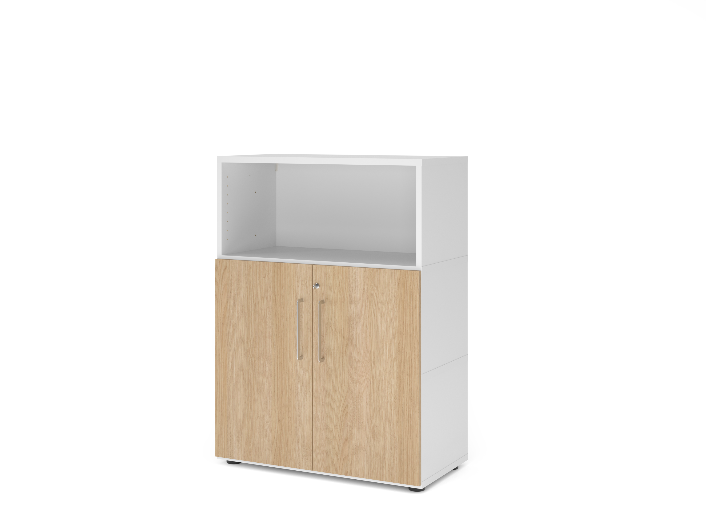 Regal/Türen, 3OH, weiß/eiche