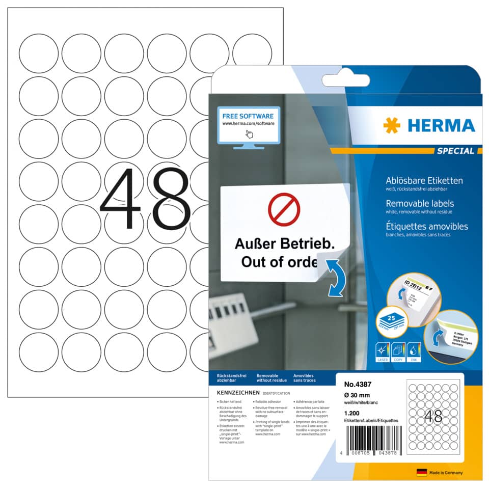 HERMA 4387 1200 Stück ablösbar