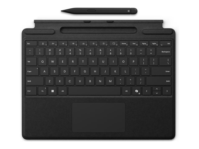 Microsoft Surface Pro Keyboard - Tastatur - mit Trackpad, Beschleunigungsmesser, Surface Slim Pen 2 Ablage- und Ladeschale - QWERTZ - Deutsch/Österreichisch - Schwarz - mit Slim Pen 2 - für Microsoft Surface Pro 8, Pro 8 for Business, Pro 9, Pro 9 for Bus