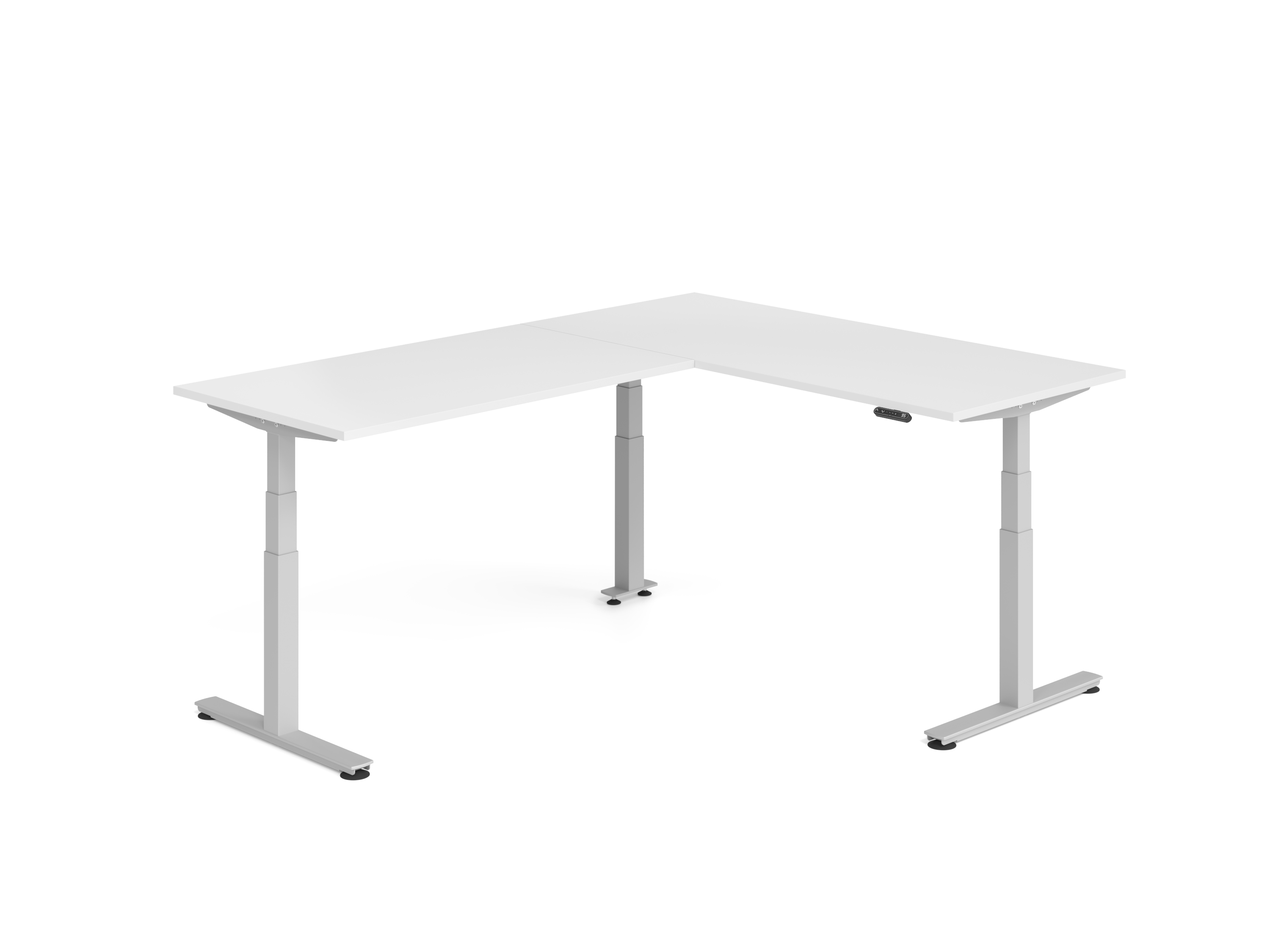 Sitz-Steh-Winkeltisch 180x240cm Weiß/Silber