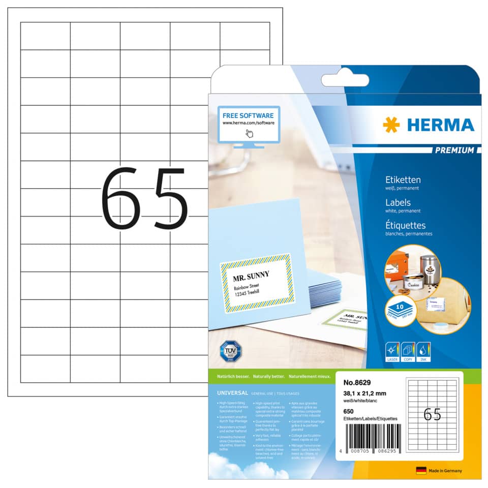 HERMA 8629  650 St. permanent haftend