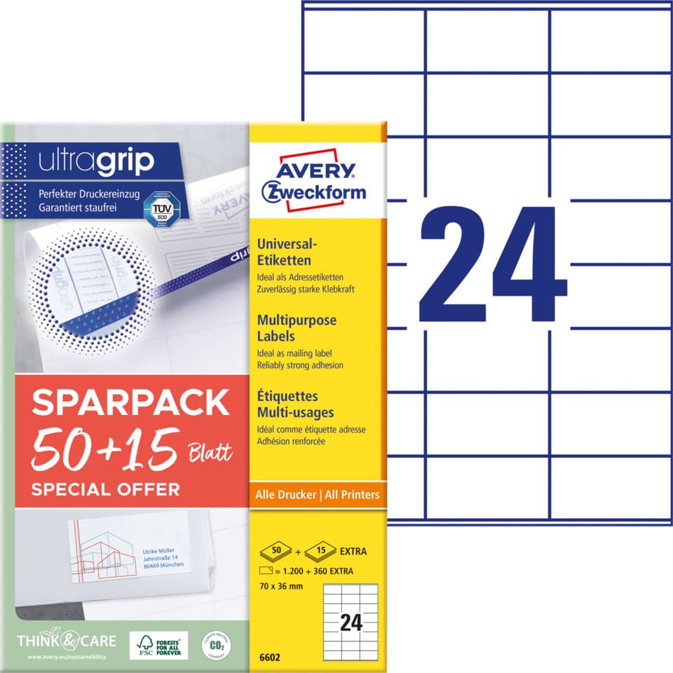 AVERY ZWECKFORM 6602 A4 mit ultragrip