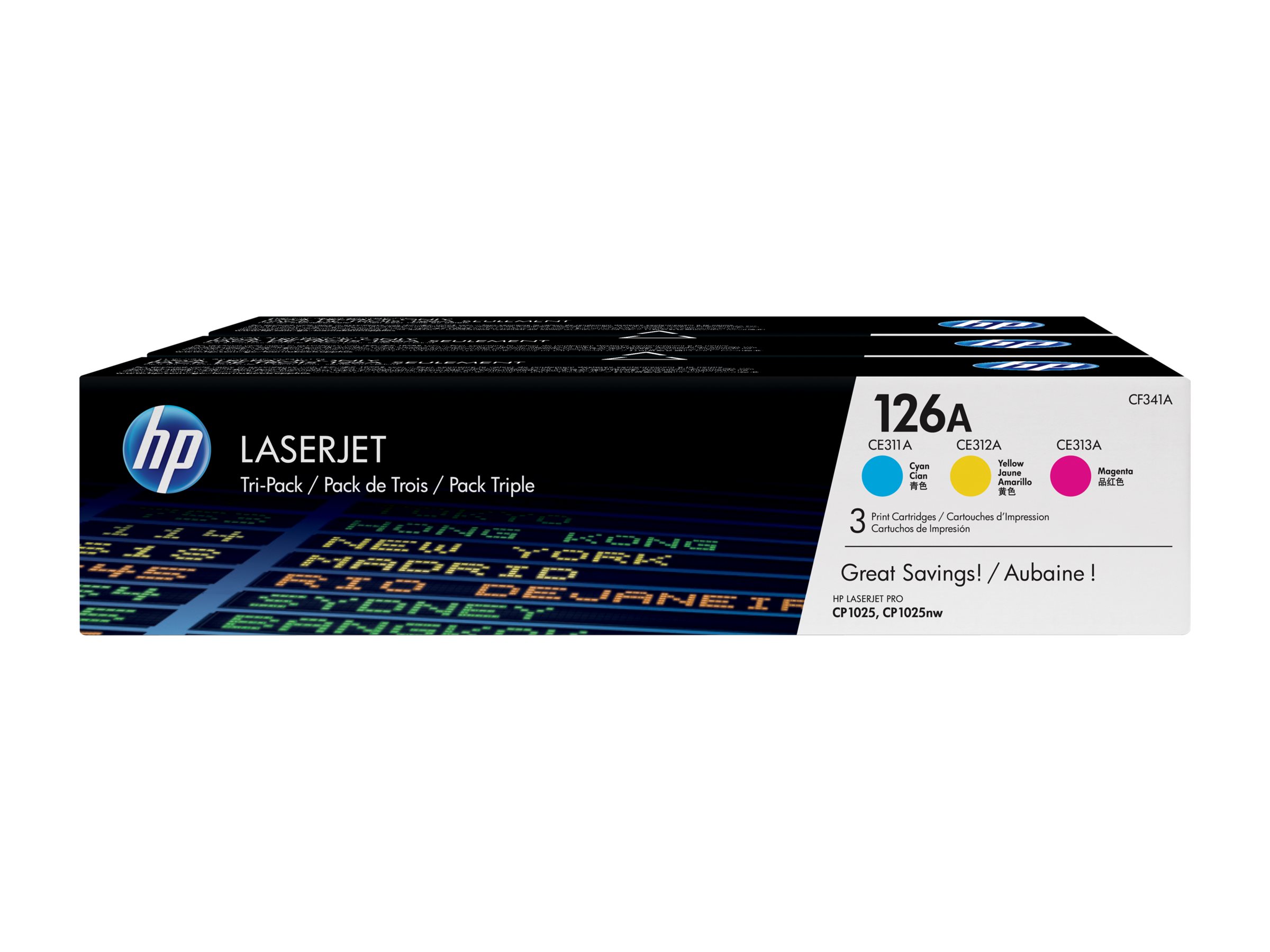 HP 126A - 3er-Pack - Gelb, Cyan, Magenta - original - LaserJet - Tonerpatrone (CF341A)