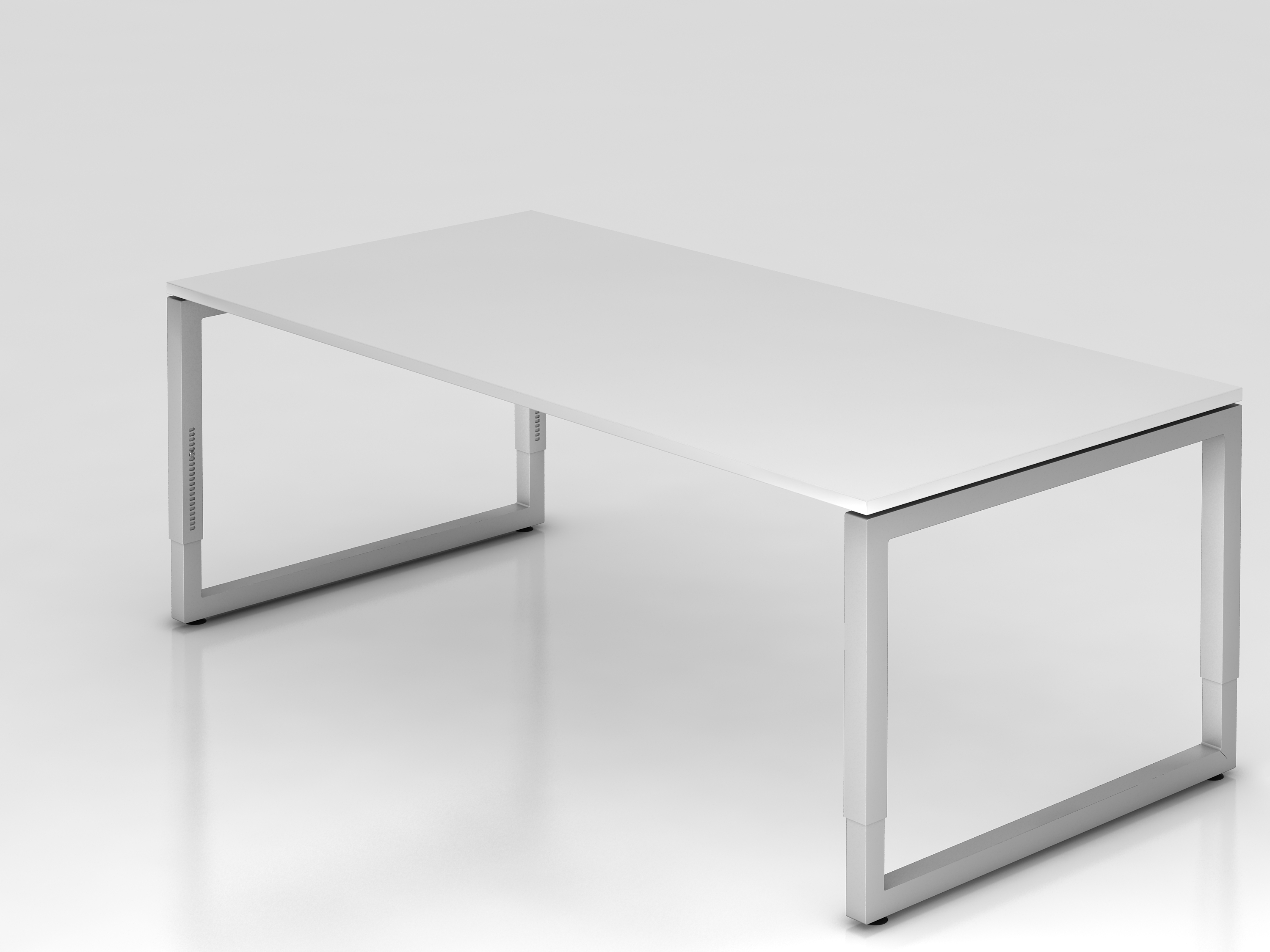 Schreibtisch O-Fuß eckig 200x100cm Weiß