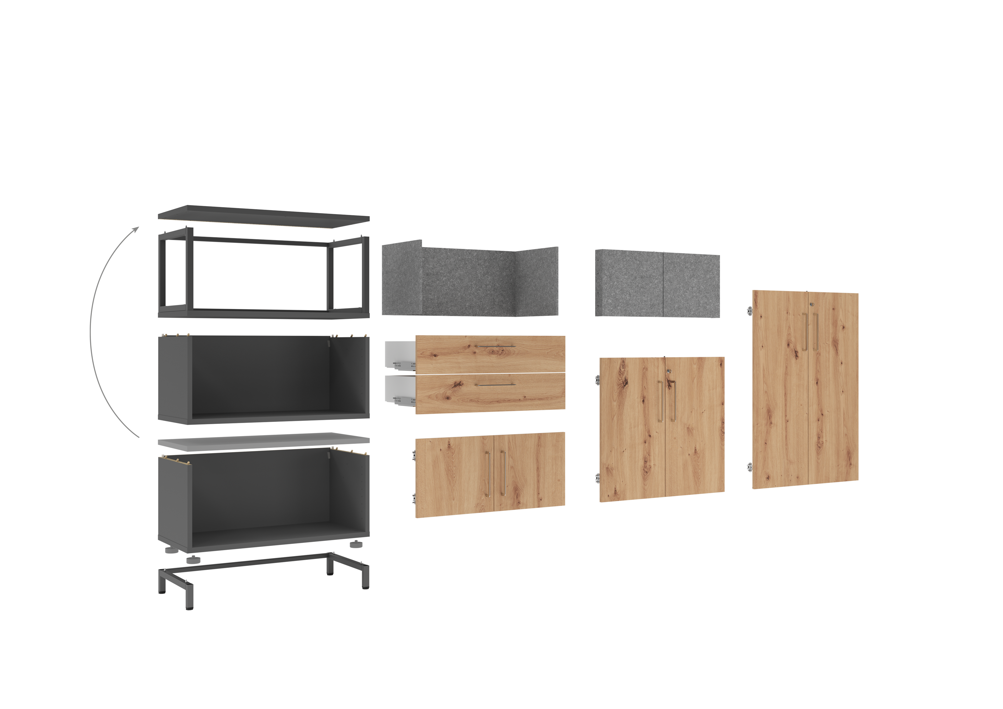 Regal, 4OH, Sockel, graphit