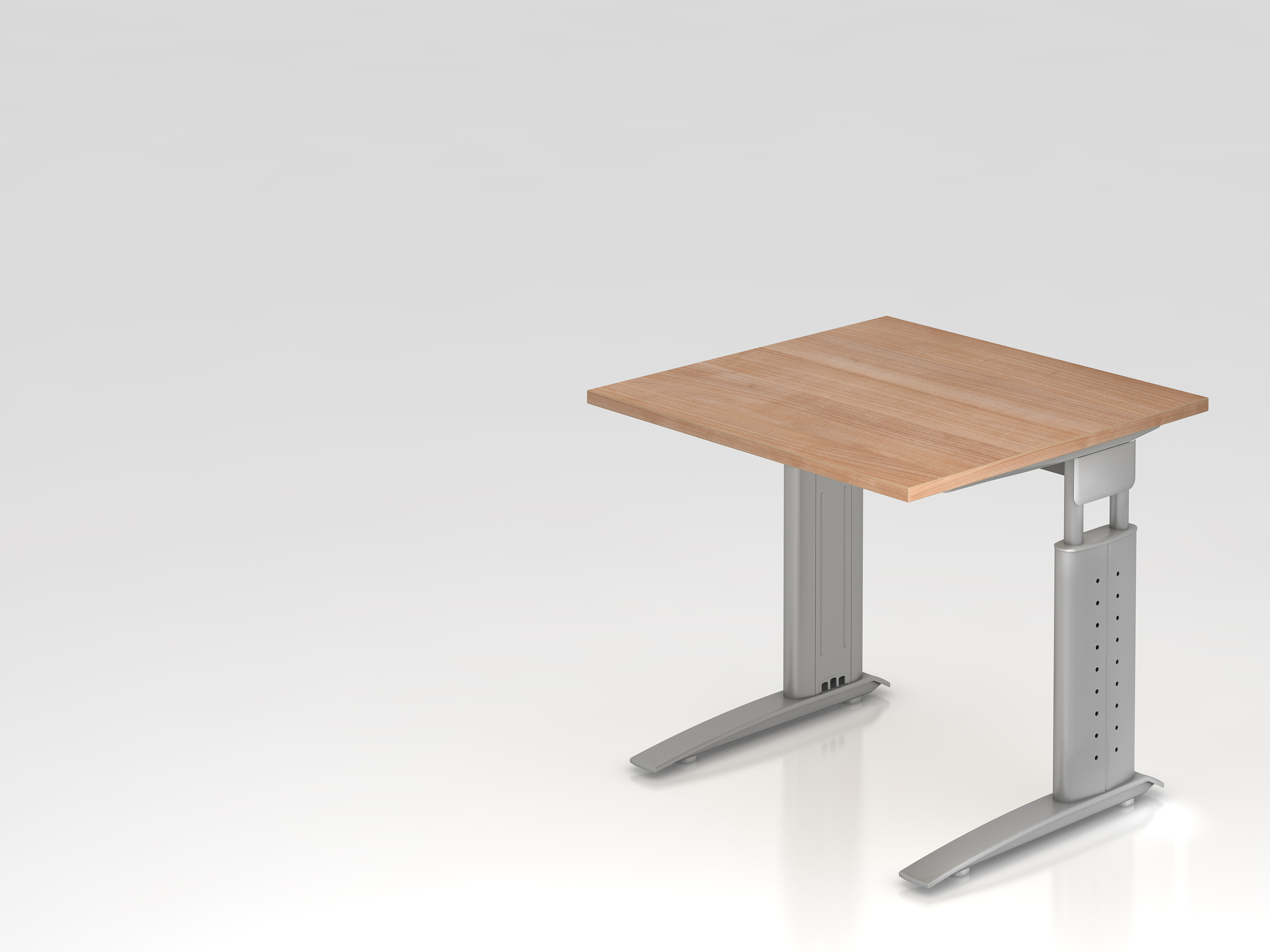 Schreibtisch C-Fuß 80x80cm Nussbaum/Silber